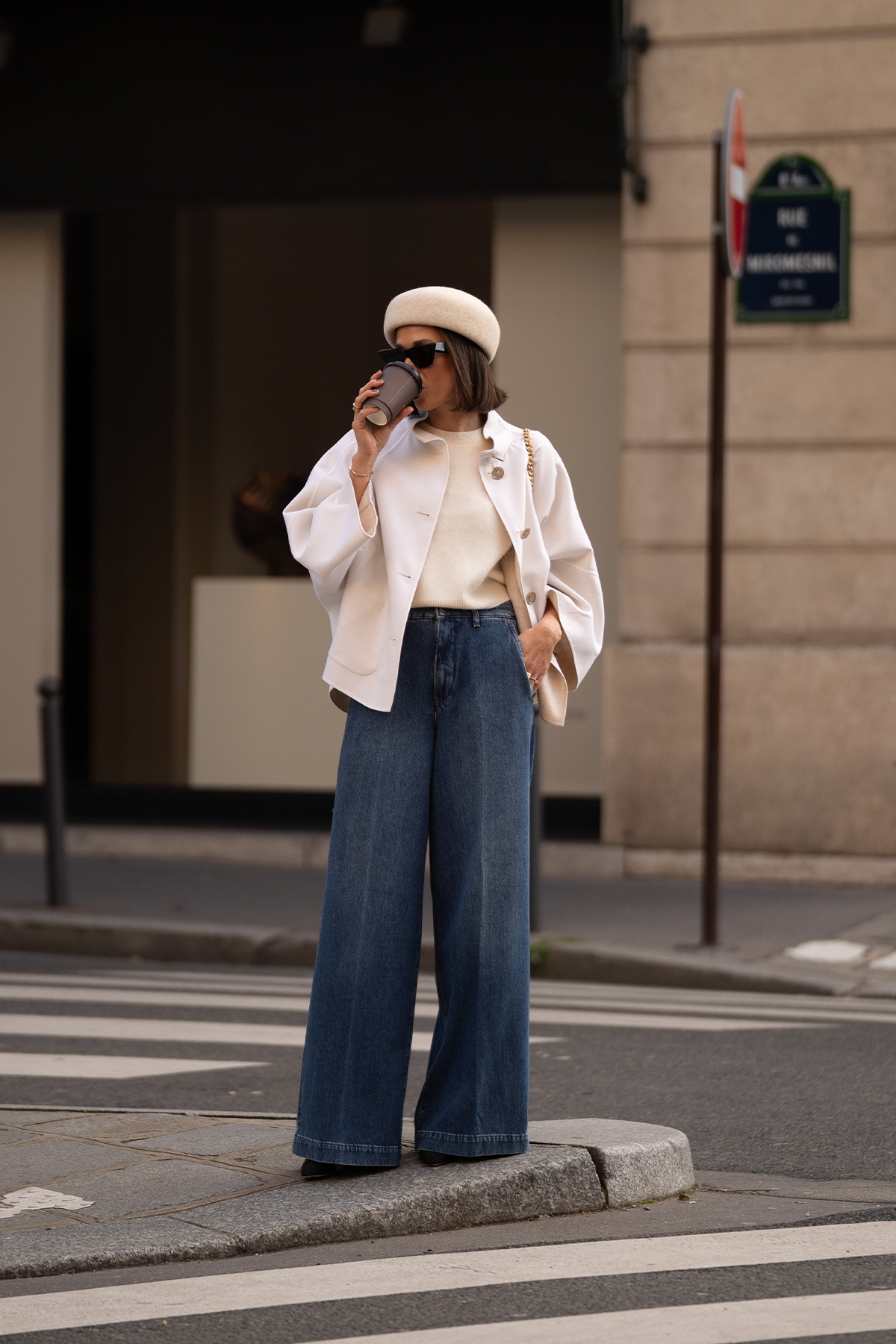 Geknöpfte Jacke in weiß