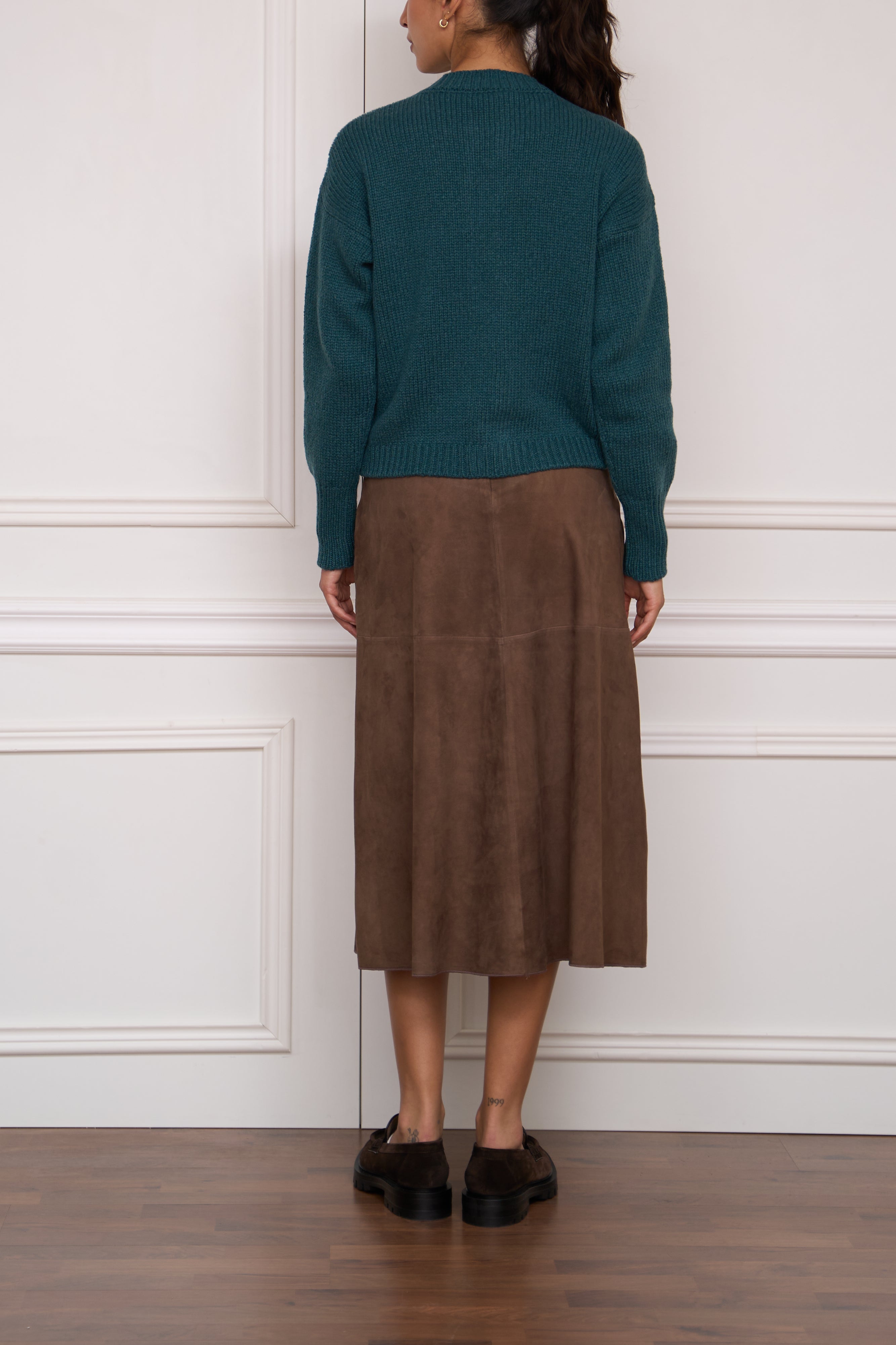 Cashmere Strickjacke in petrol
