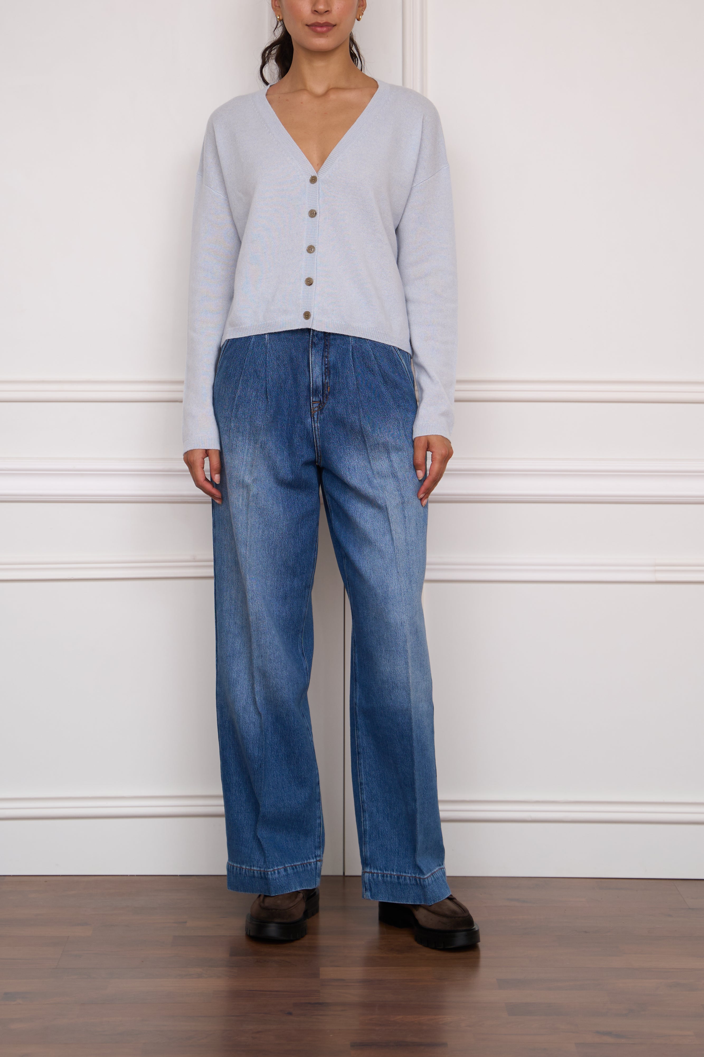 Cashmere-Strickjacke 'Abby' in hellblau
