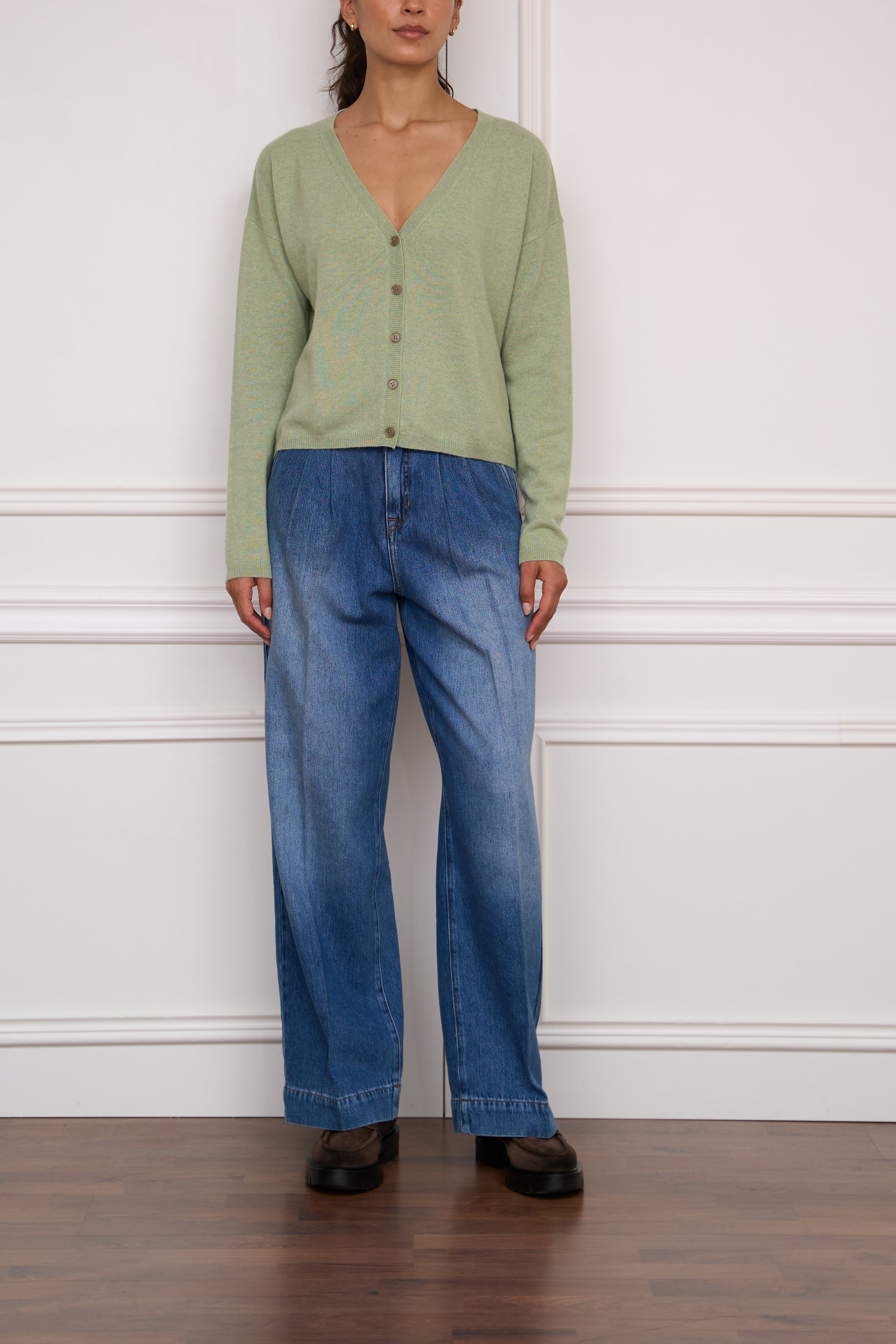 Cashmere-Strickjacke 'Abby' in grün
