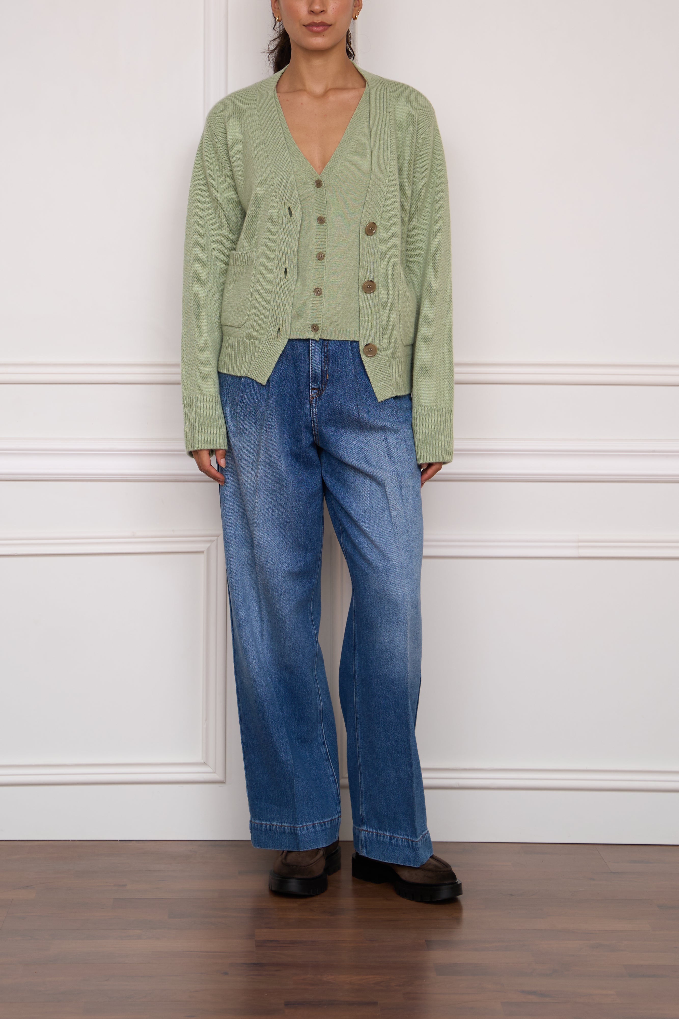 Cashmere-Strickjacke 'Danni' in grün