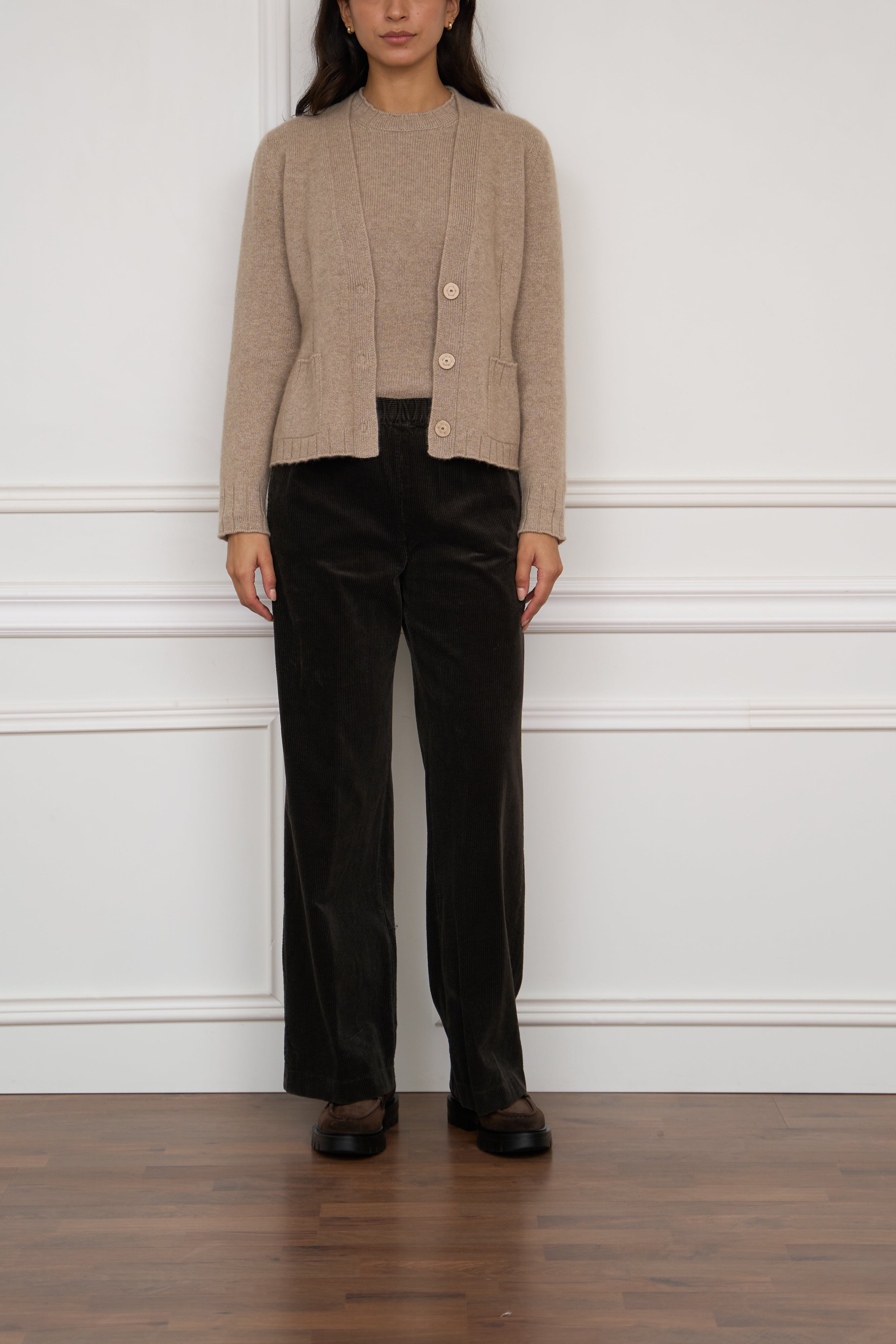 Kaschmir-Strickjacke in beige