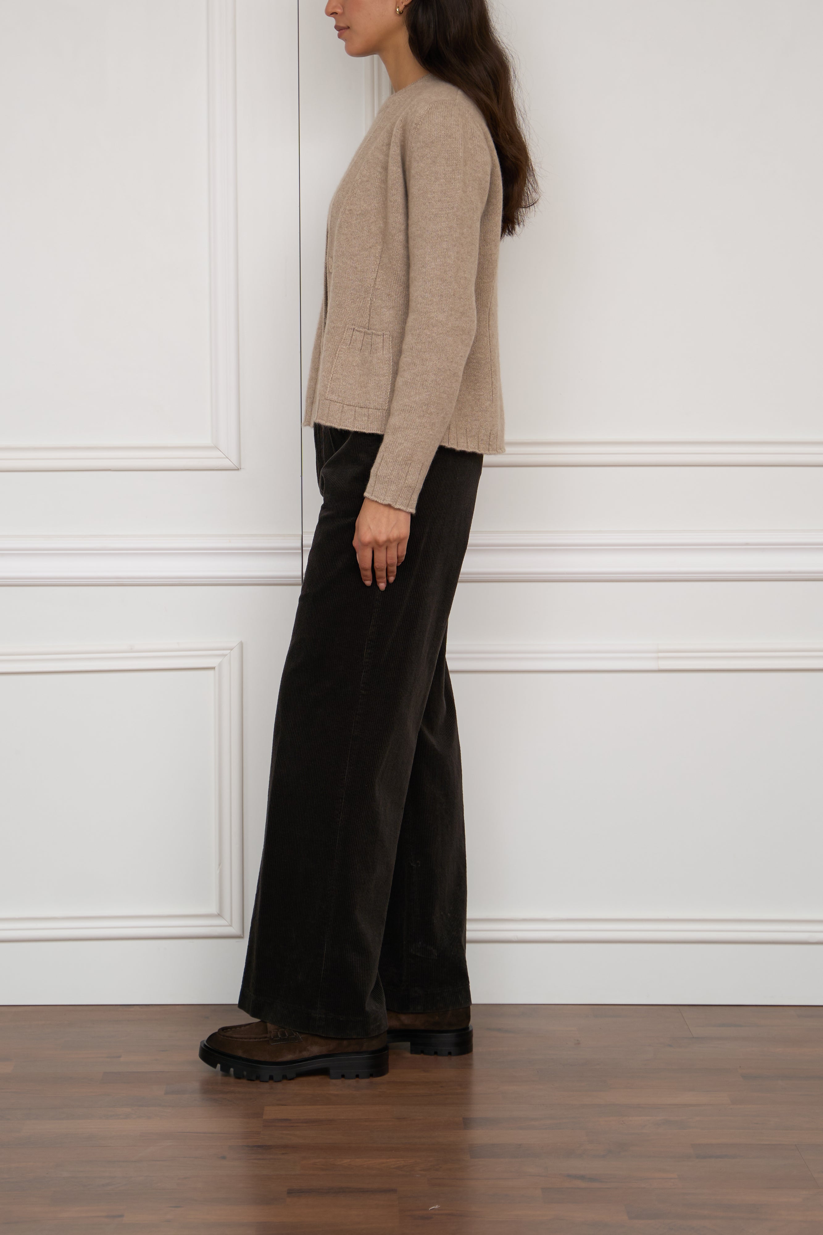 Kaschmir-Strickjacke in beige
