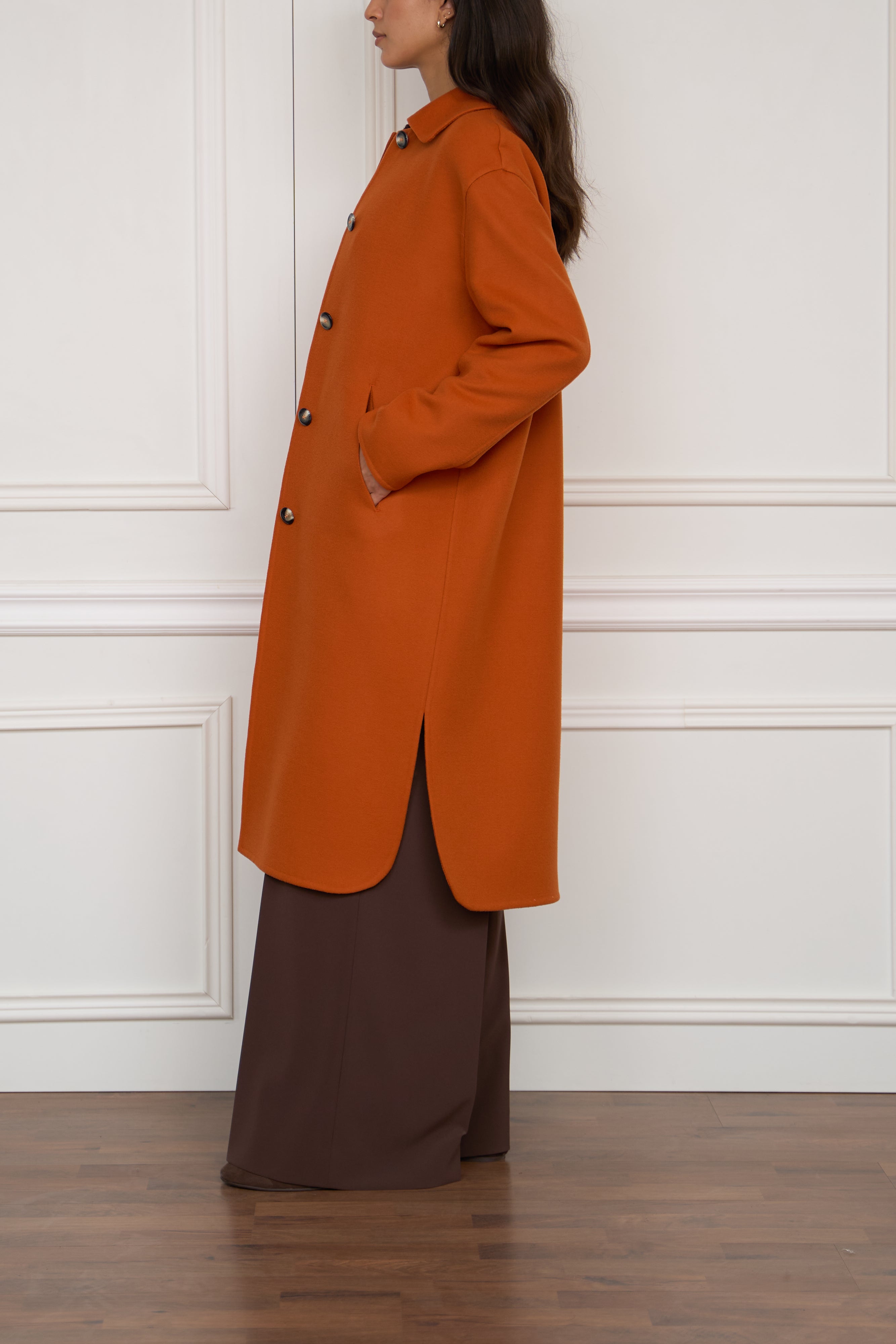 Wollmantel in orange