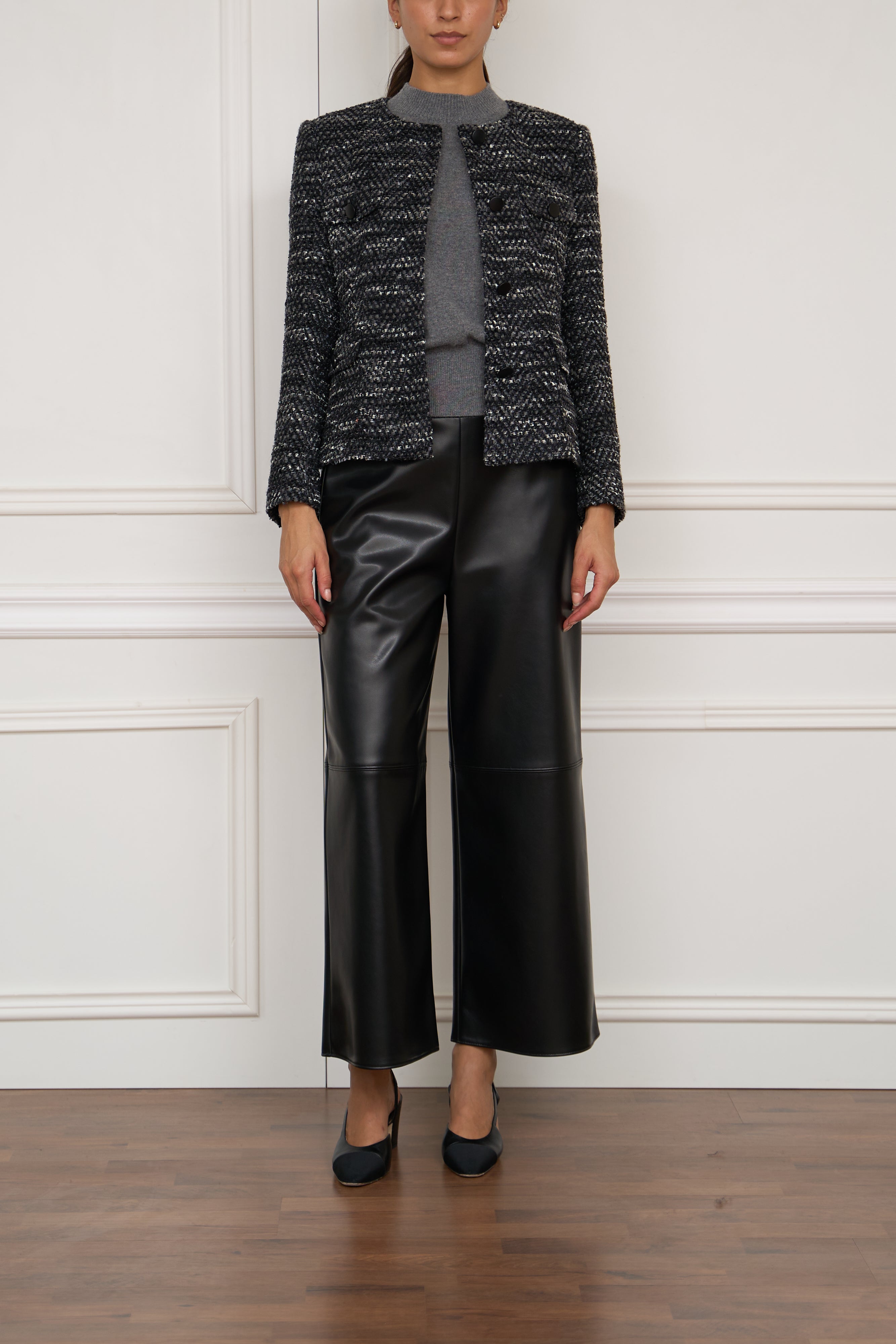 Tweed-Jacke 'Jodie' in schwarz/weiß