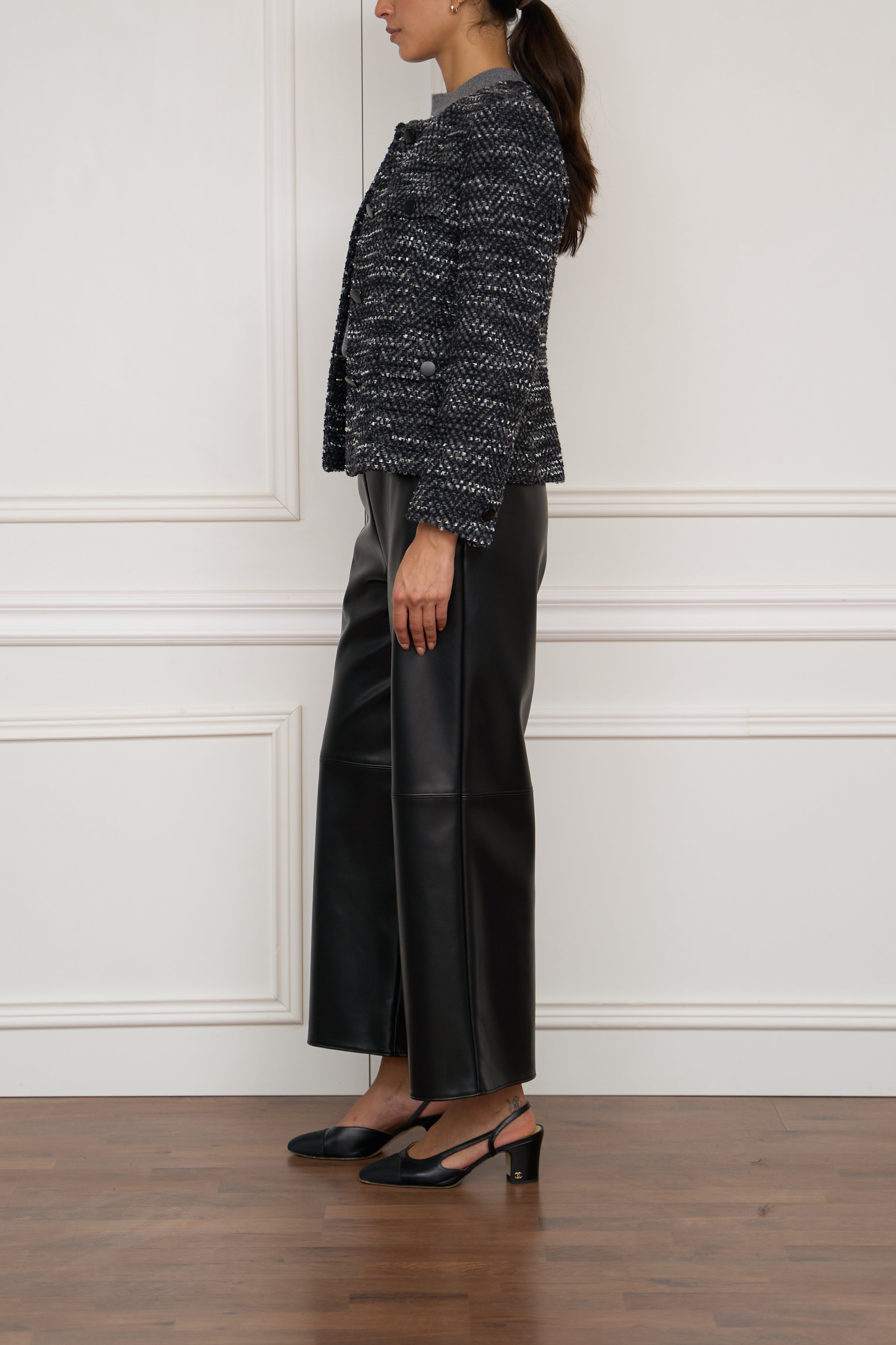 Tweed-Jacke 'Jodie' in schwarz/weiß