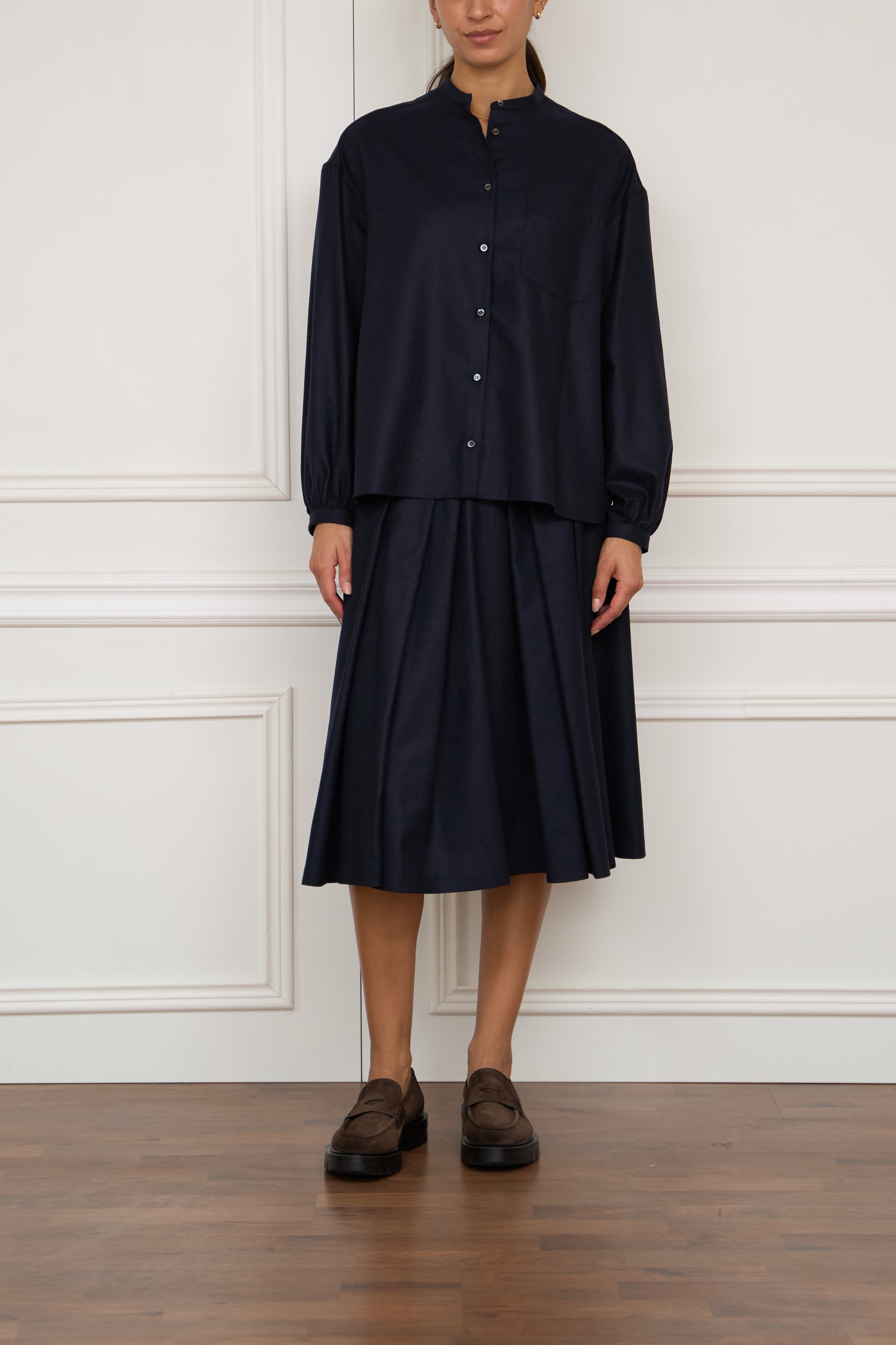 Flanellbluse in marine