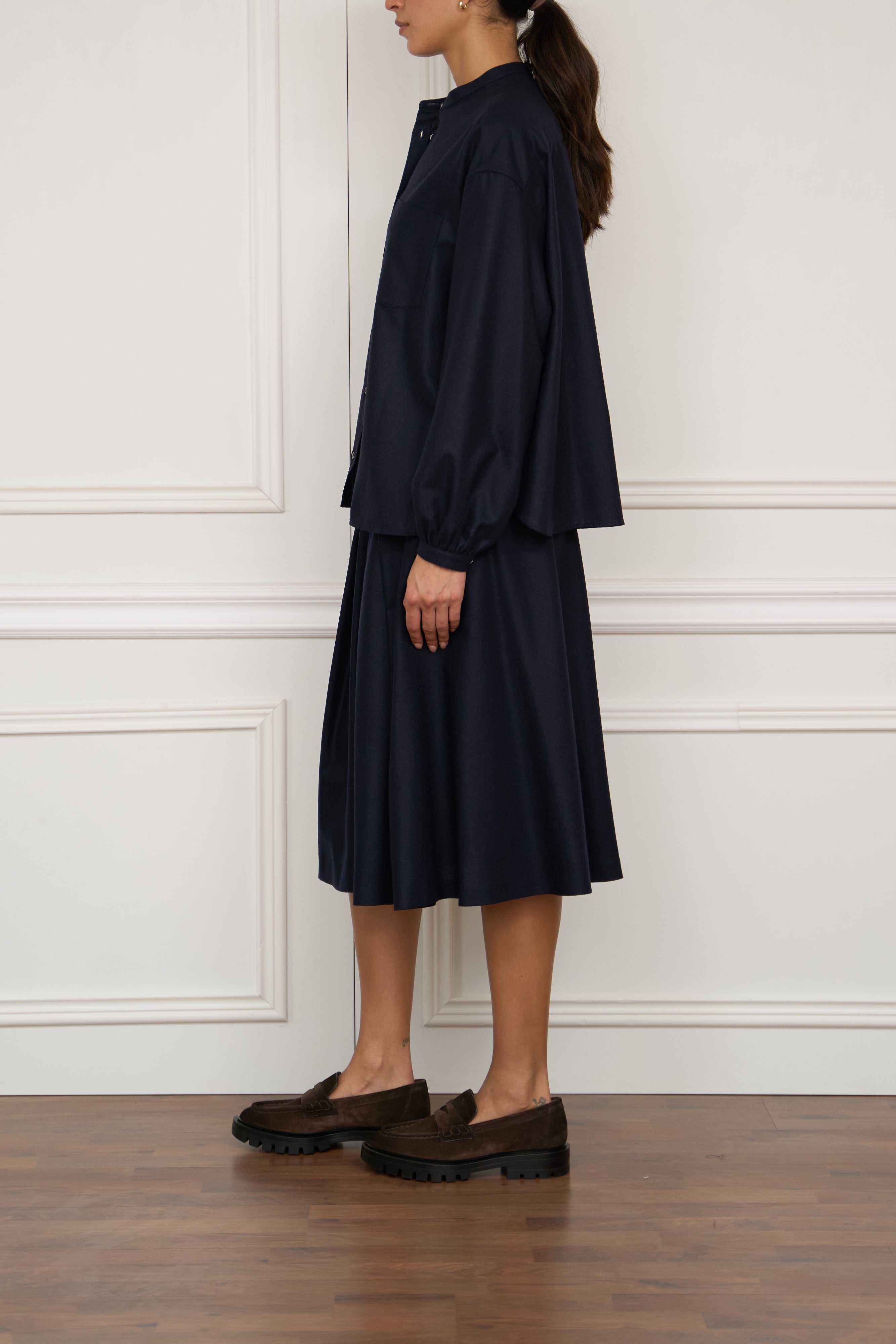 Flanellbluse in marine