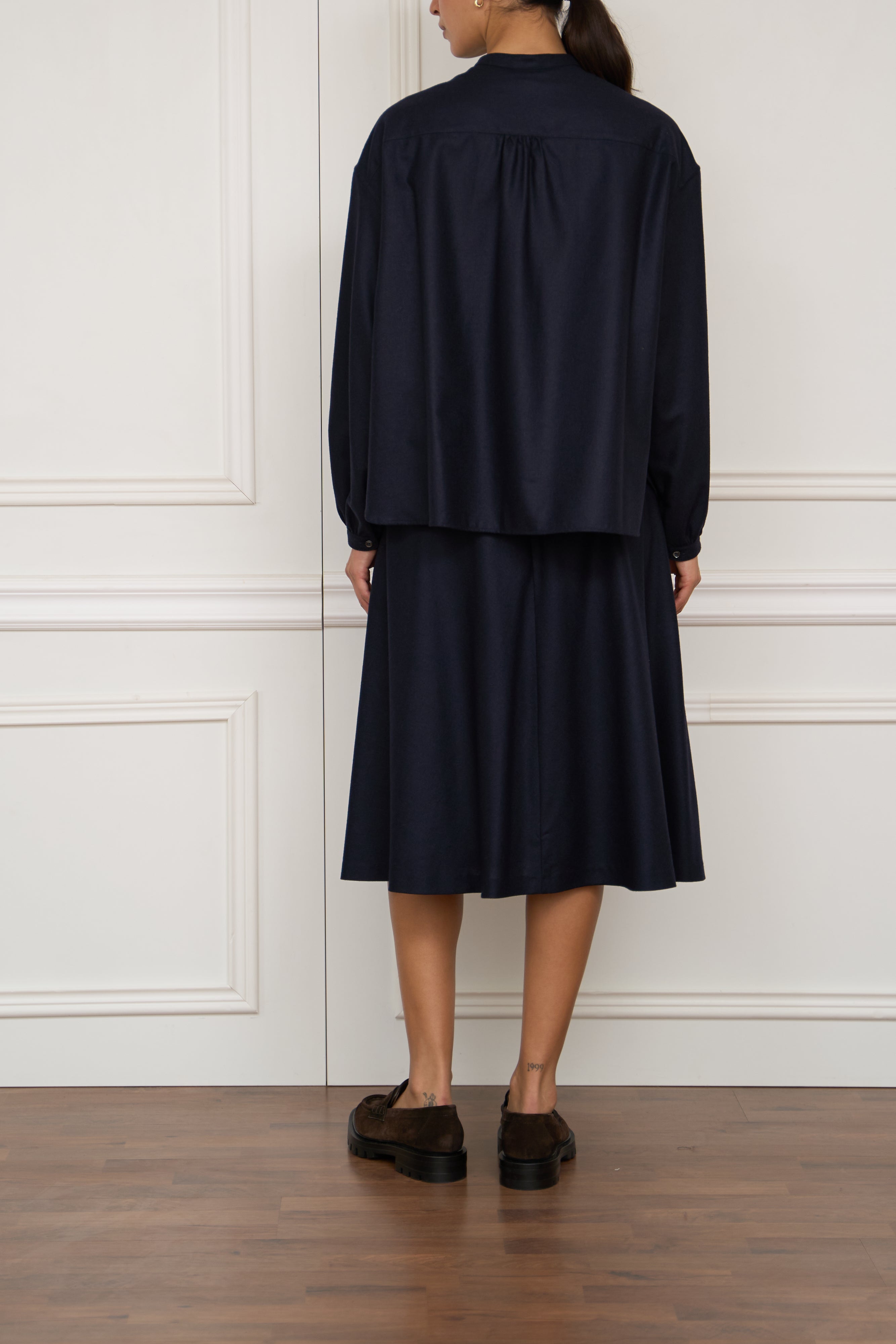 Flanellbluse in marine
