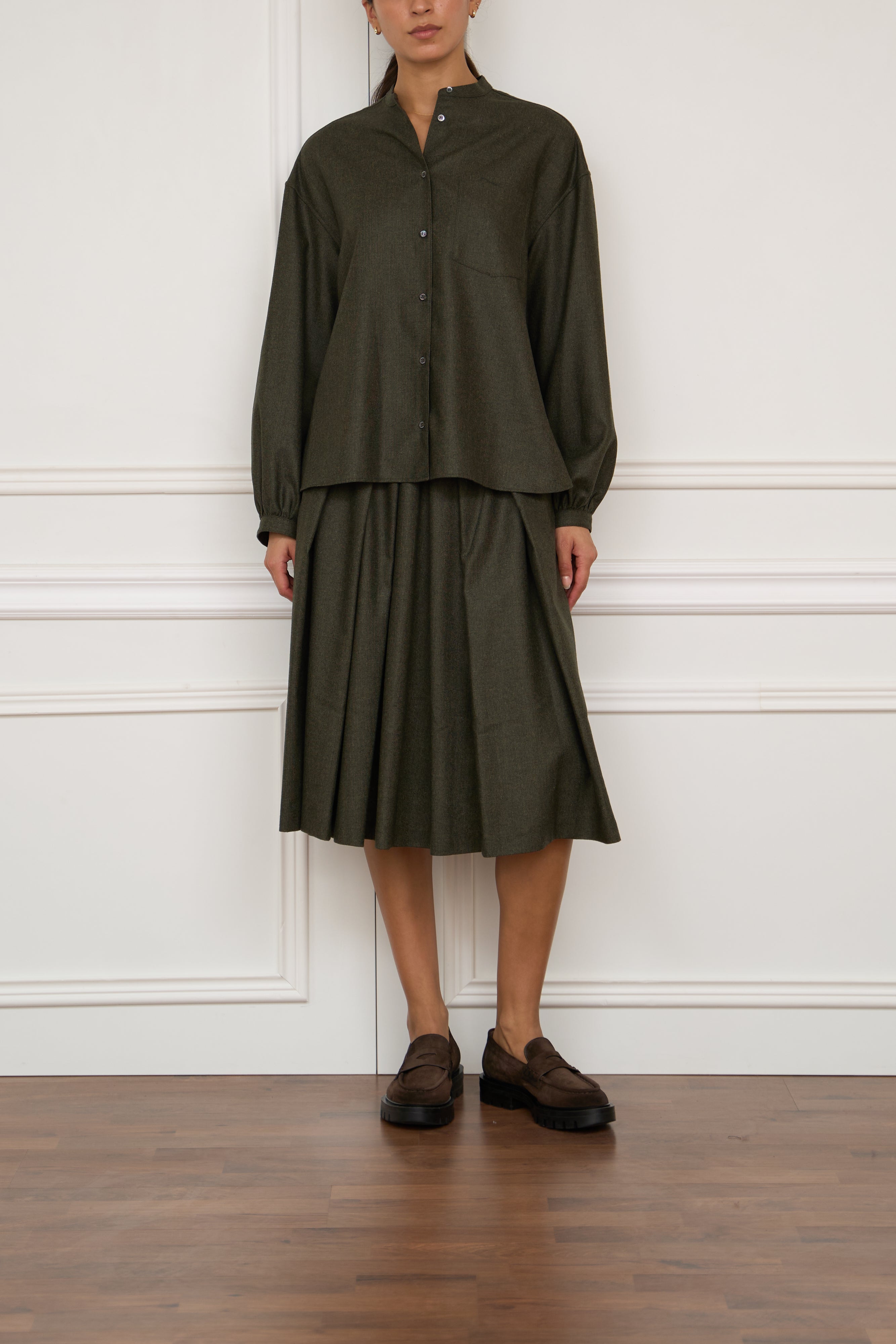 Flanellbluse in grün