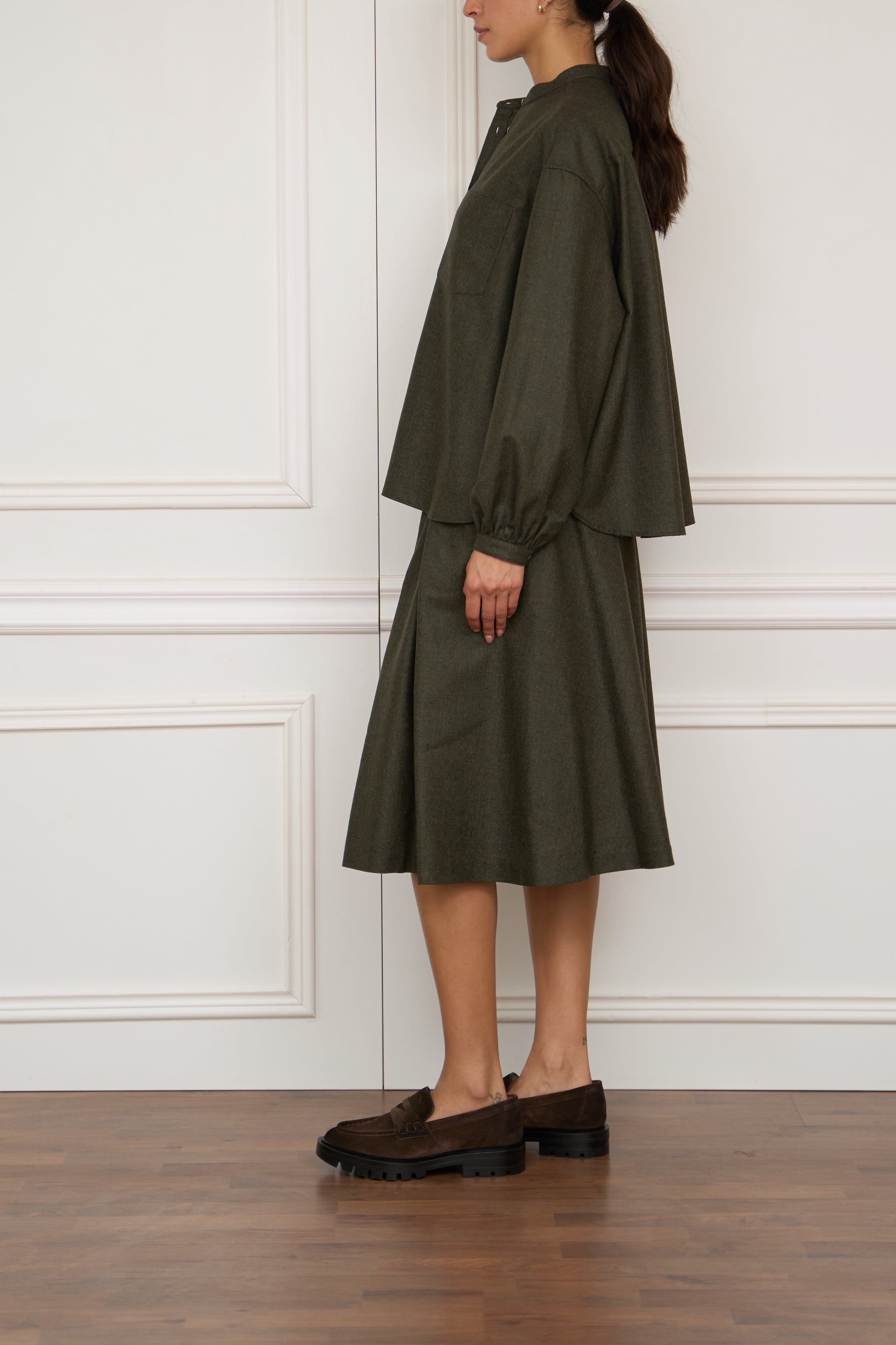 Flanellbluse in grün