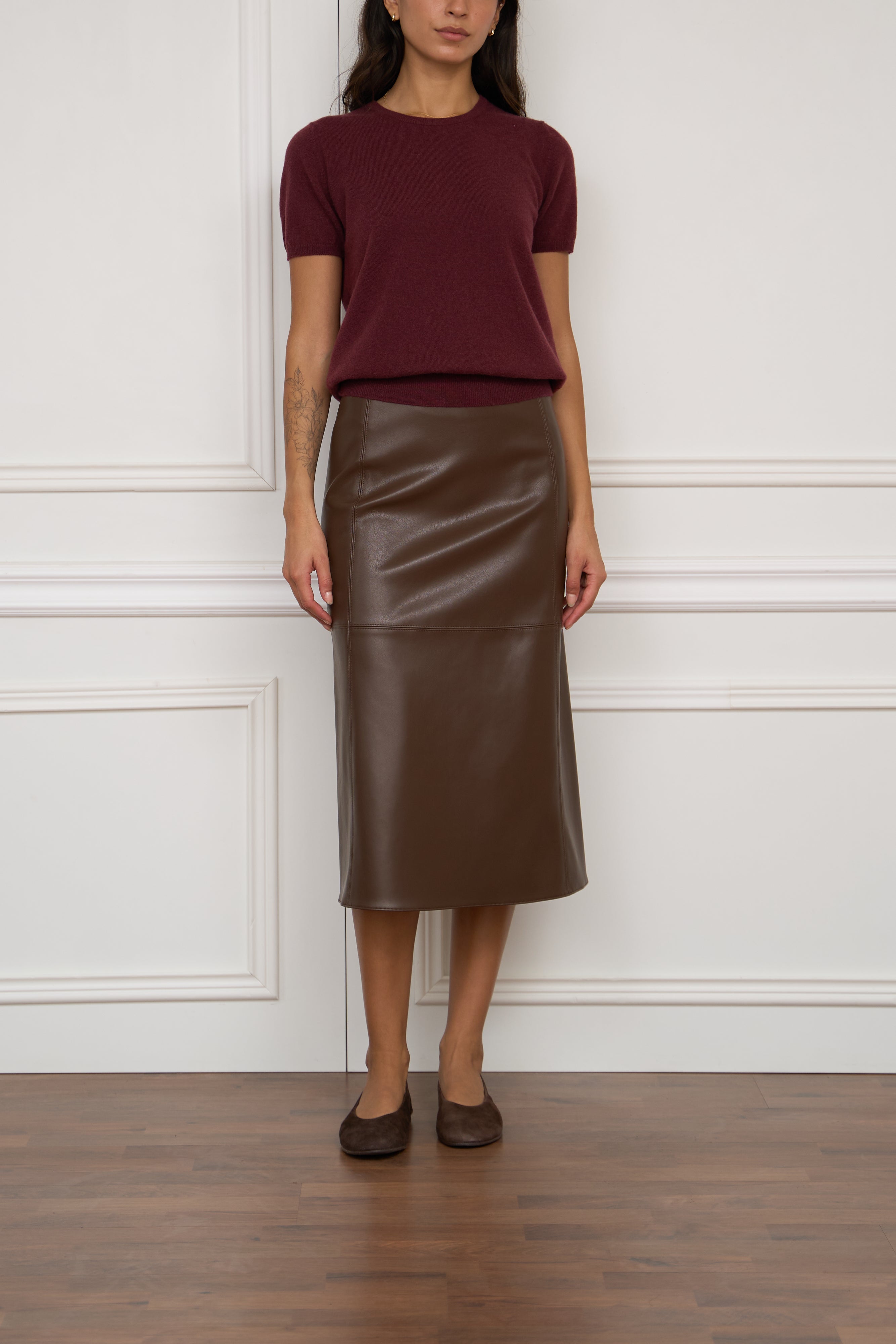 Kaschmir Kurzarm-Pullover in bordeaux