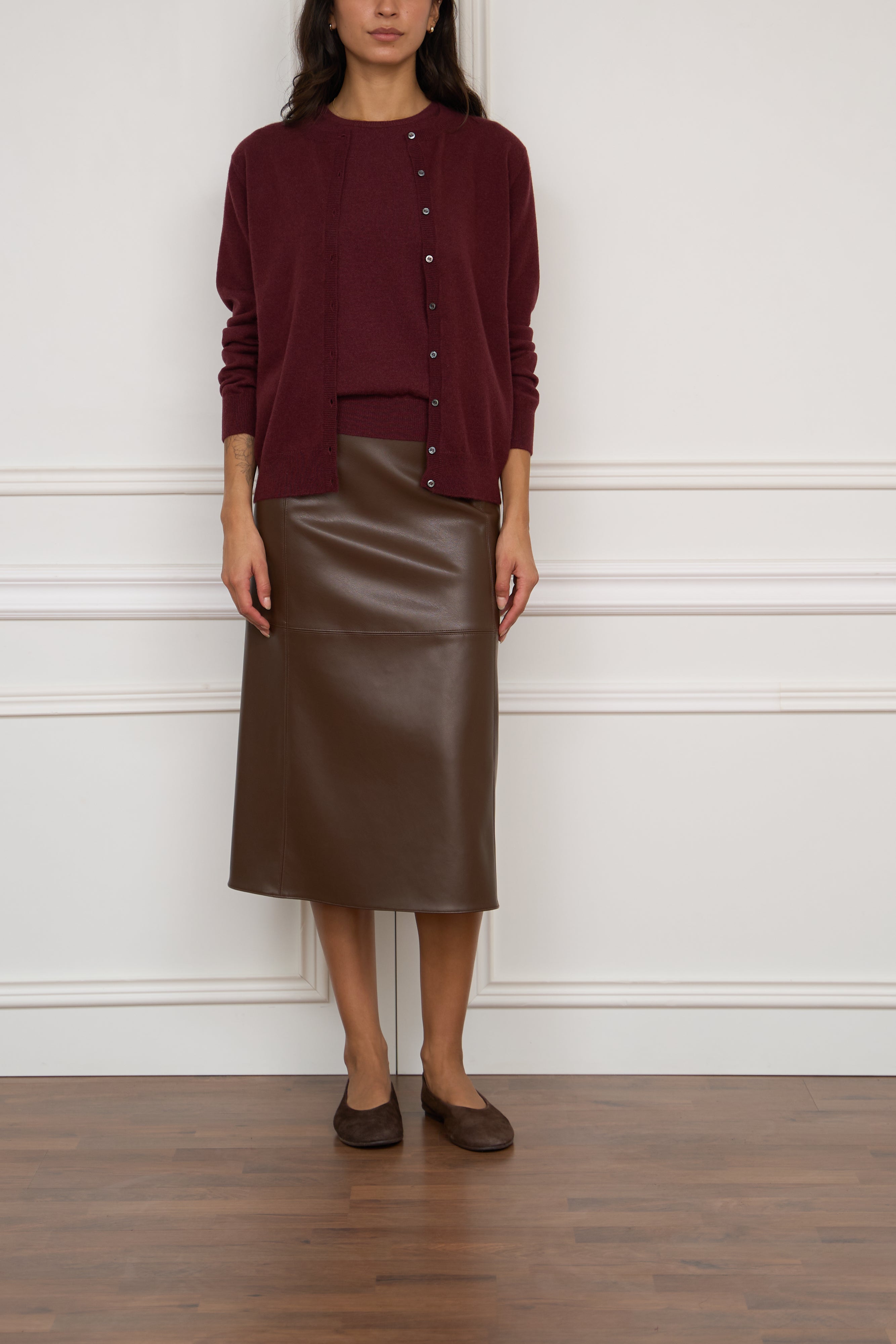 Kaschmir-Strickjacke in bordeaux