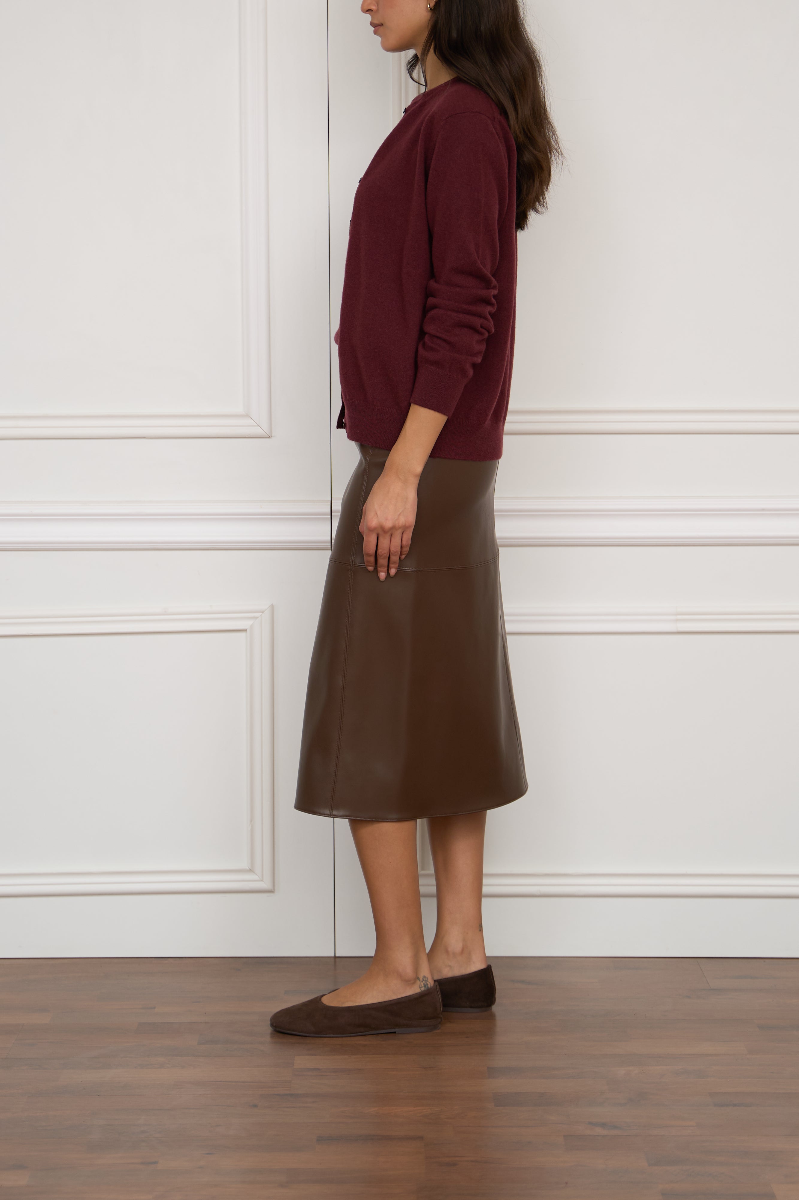 Kaschmir-Strickjacke in bordeaux