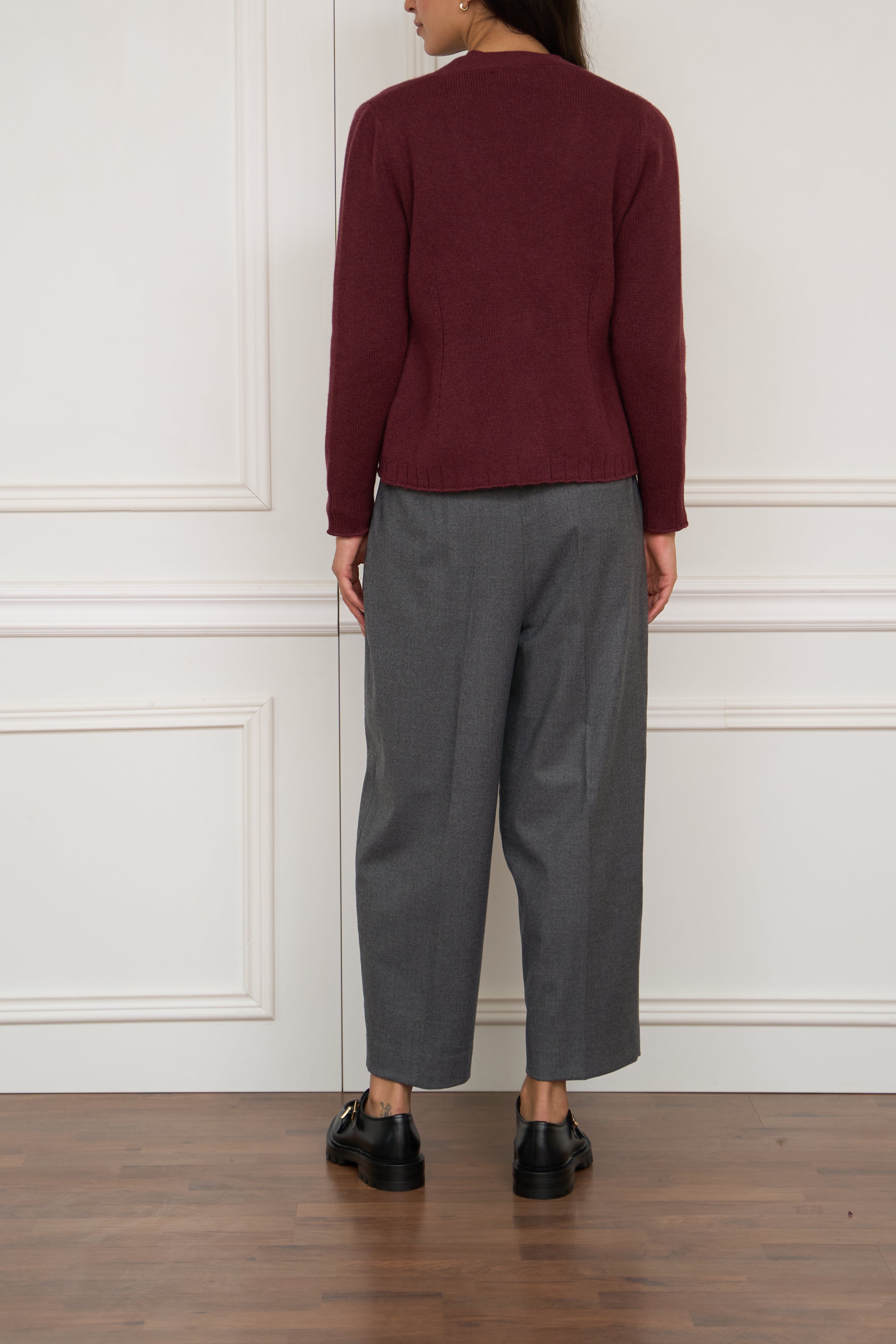 Kaschmir-Strickjacke in bordeaux