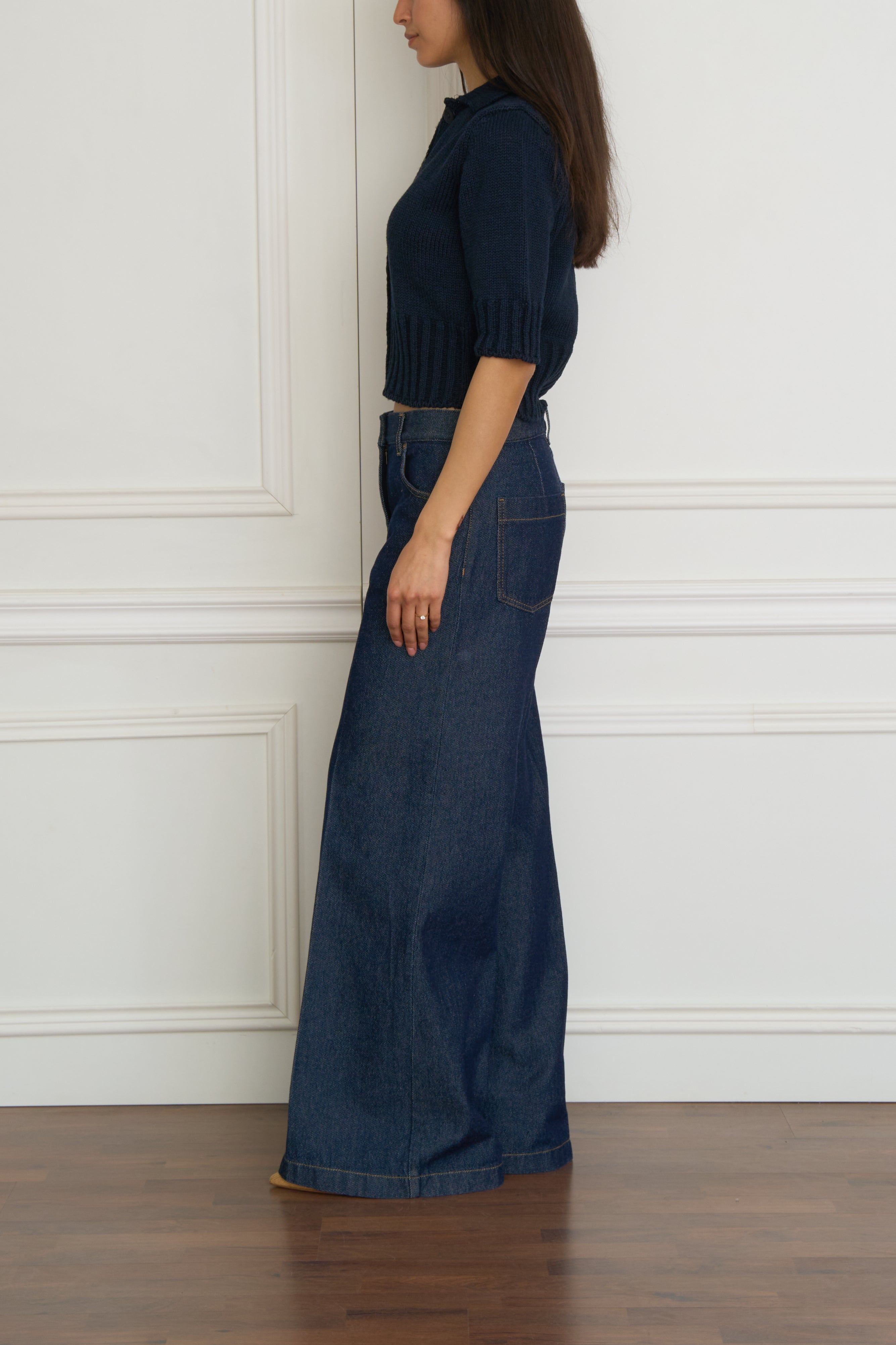 Kurzarm-Strickjacke in marine