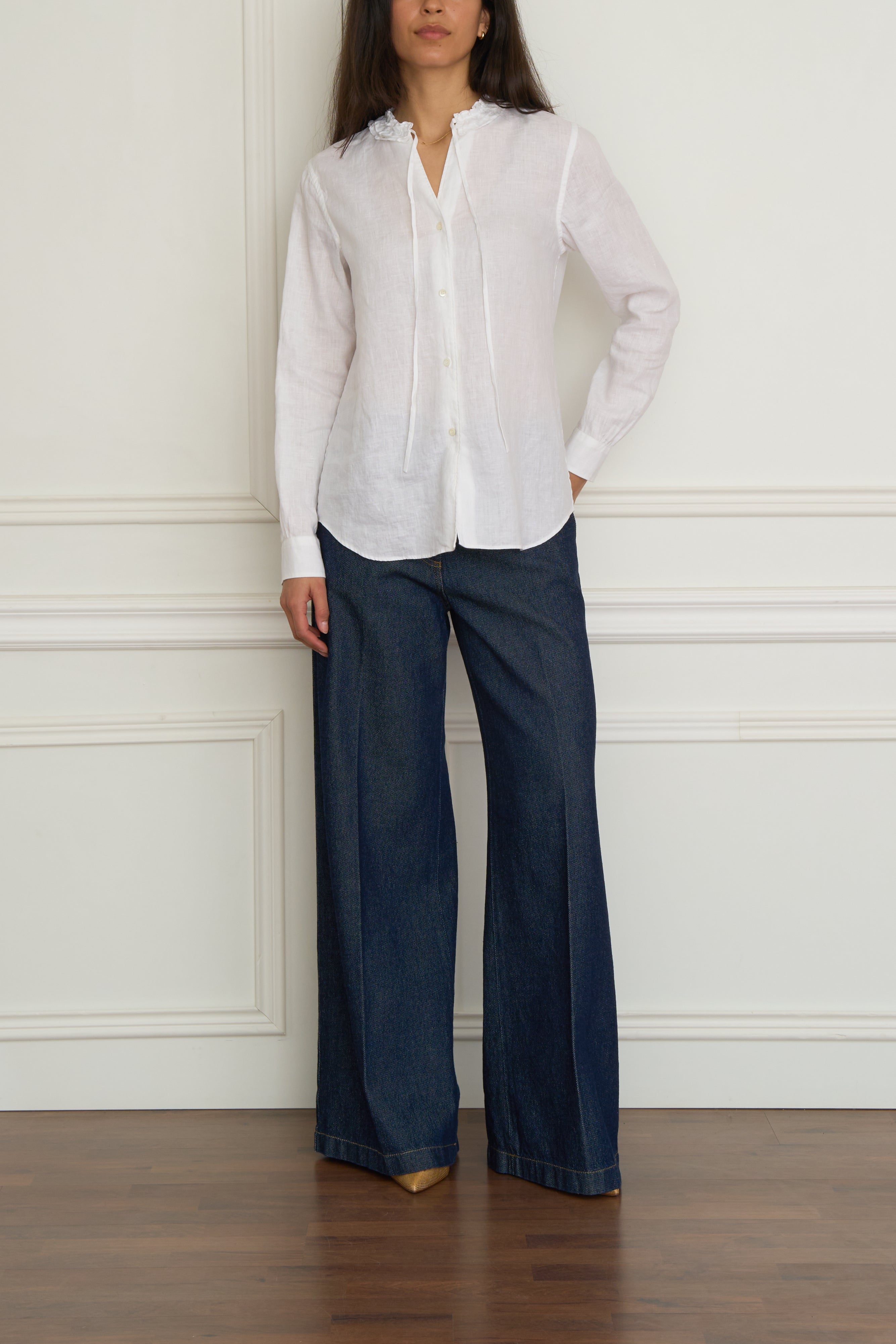 Leinenbluse in weiß