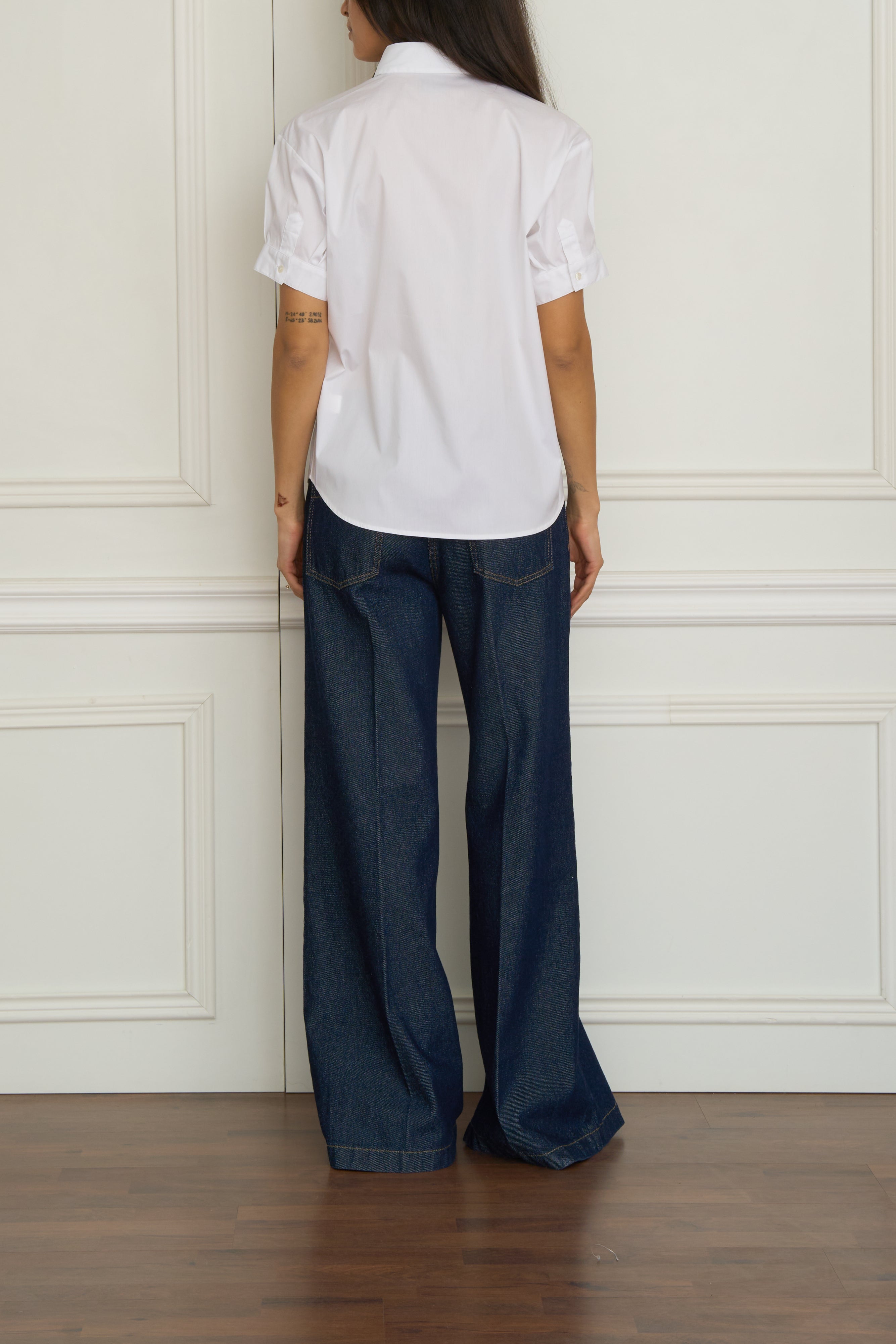 Kurzarm-Hemdbluse in weiß