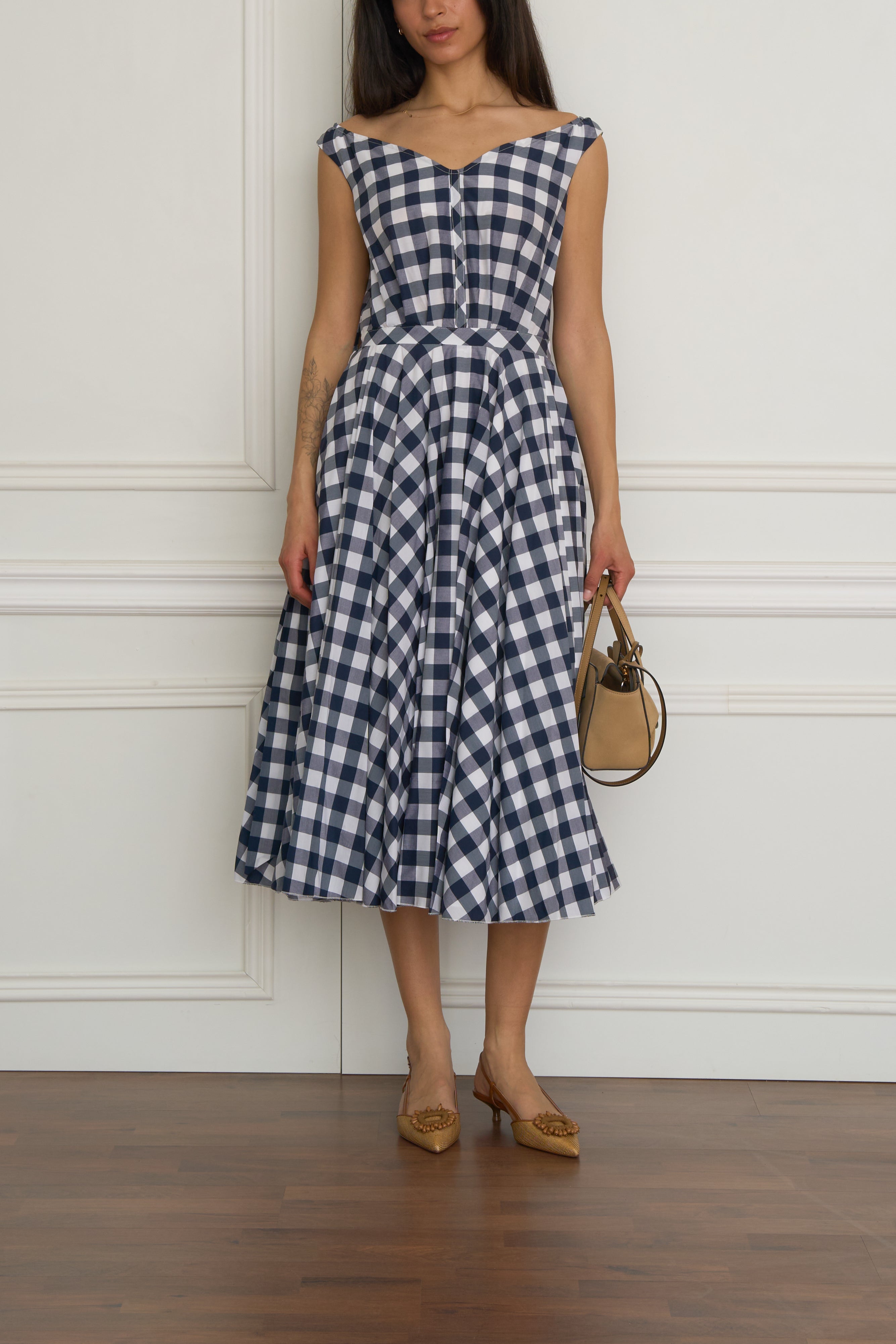 Kariertes Kleid in schwarz/weiß