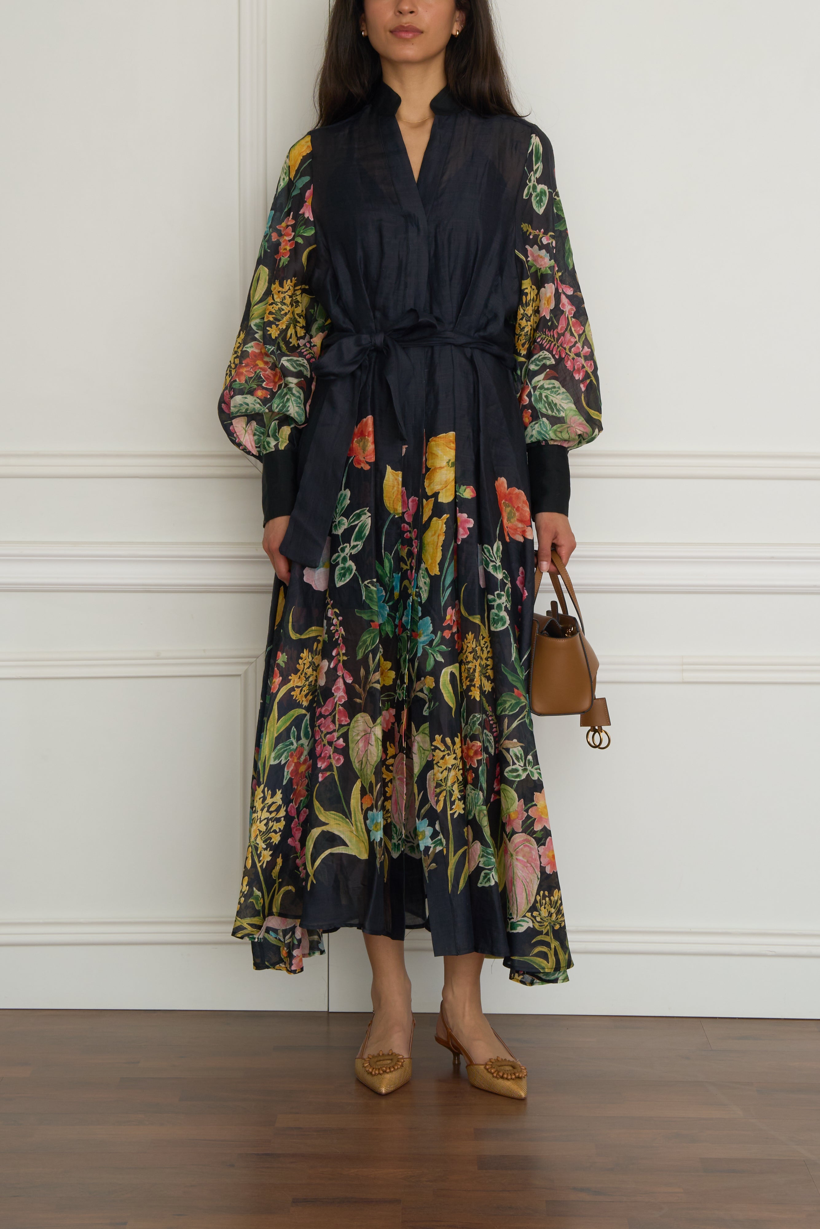 Langes Wickelkleid in schwarz