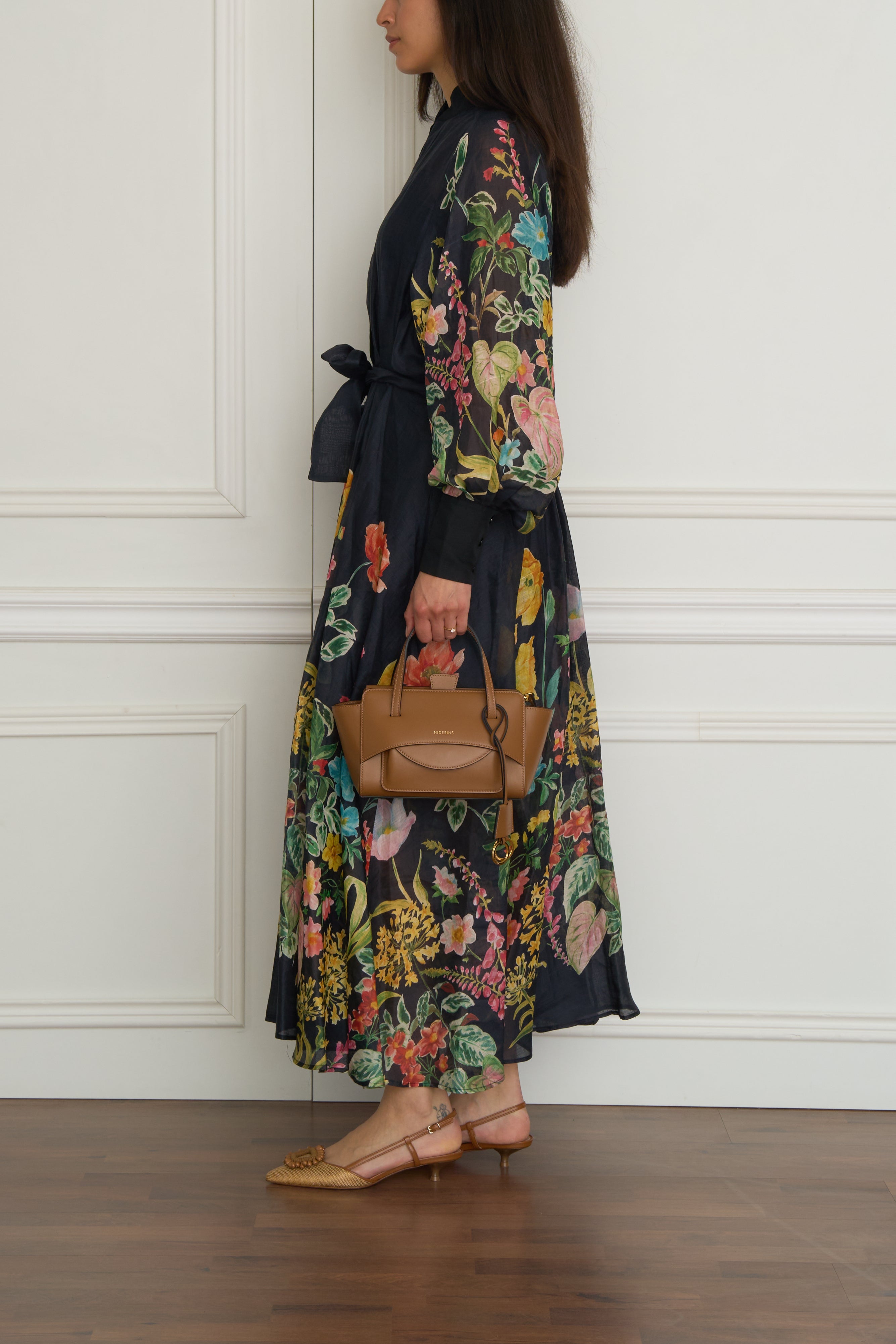 Langes Wickelkleid in schwarz