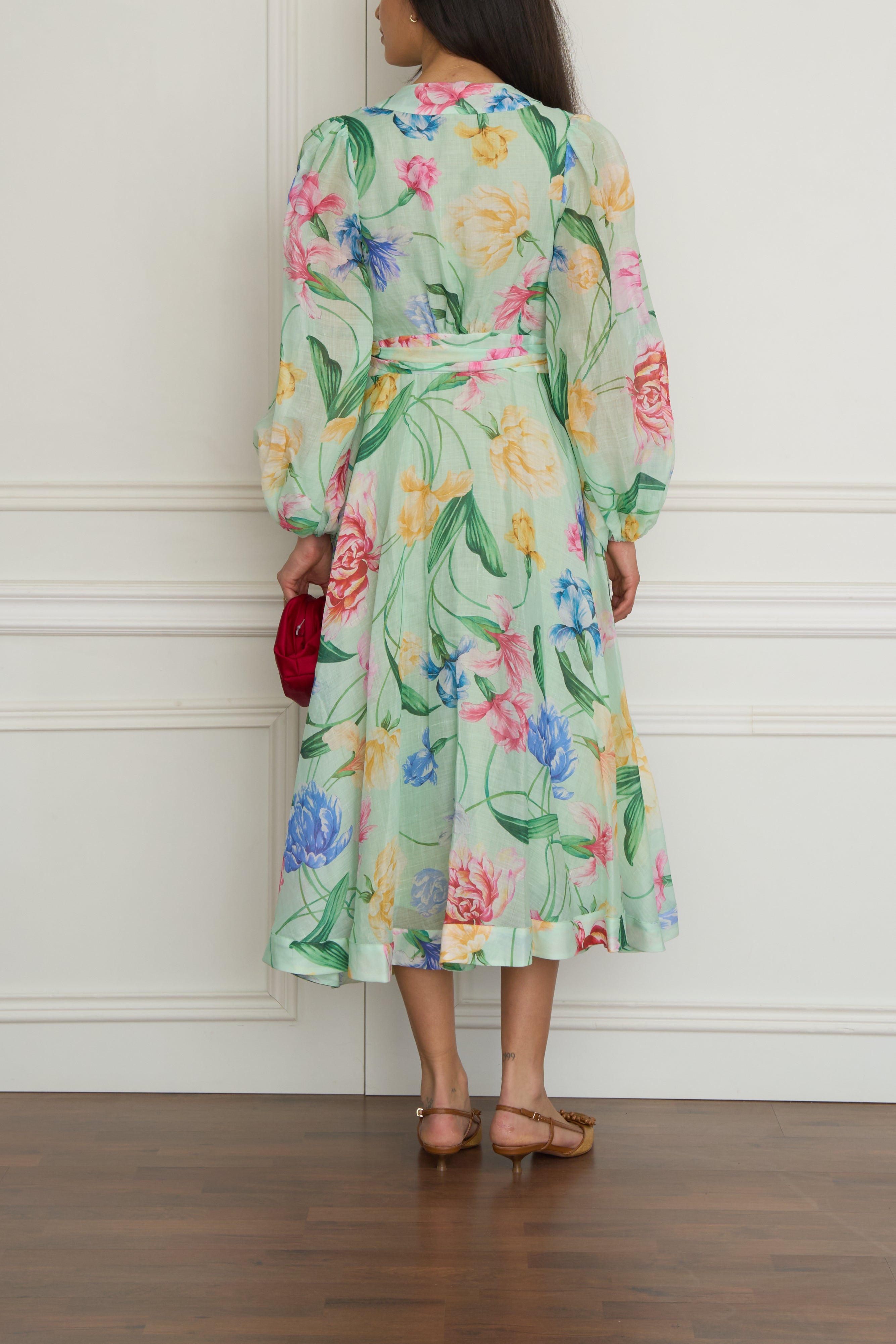 Langes Wickelkleid in grün