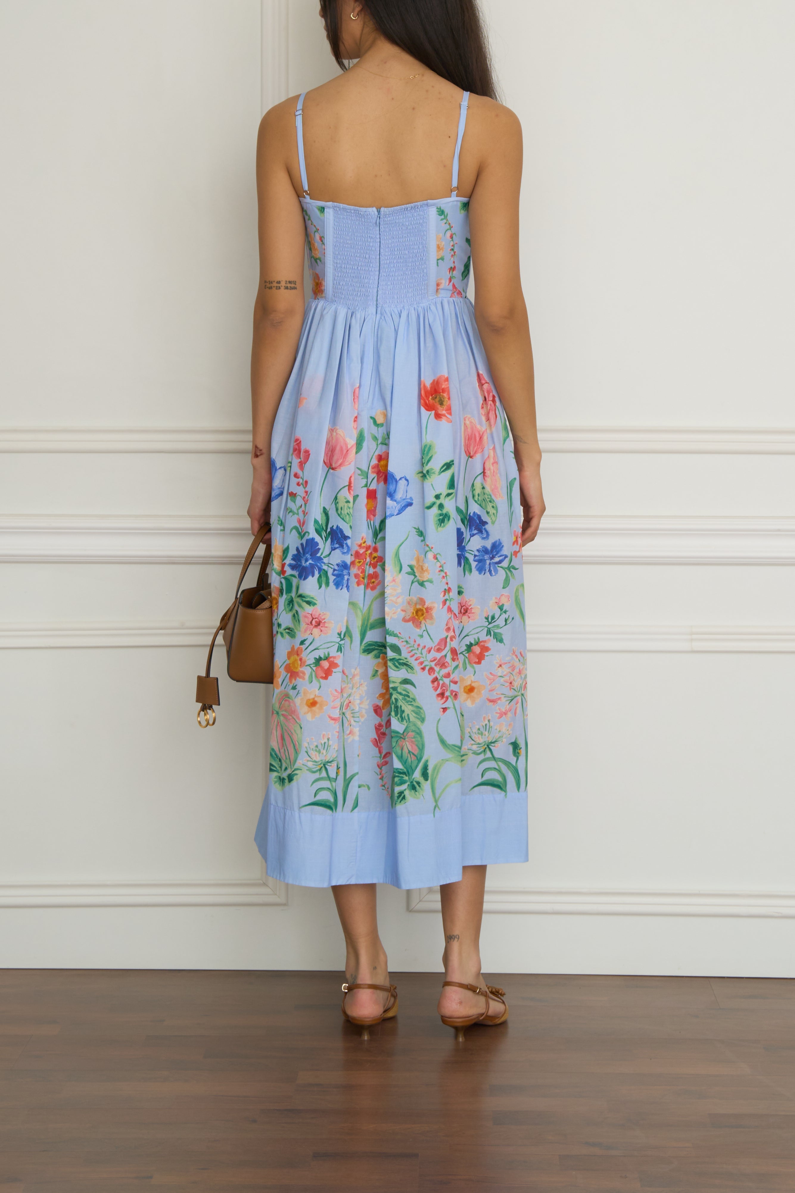 Gemustertes Midikleid in hellblau