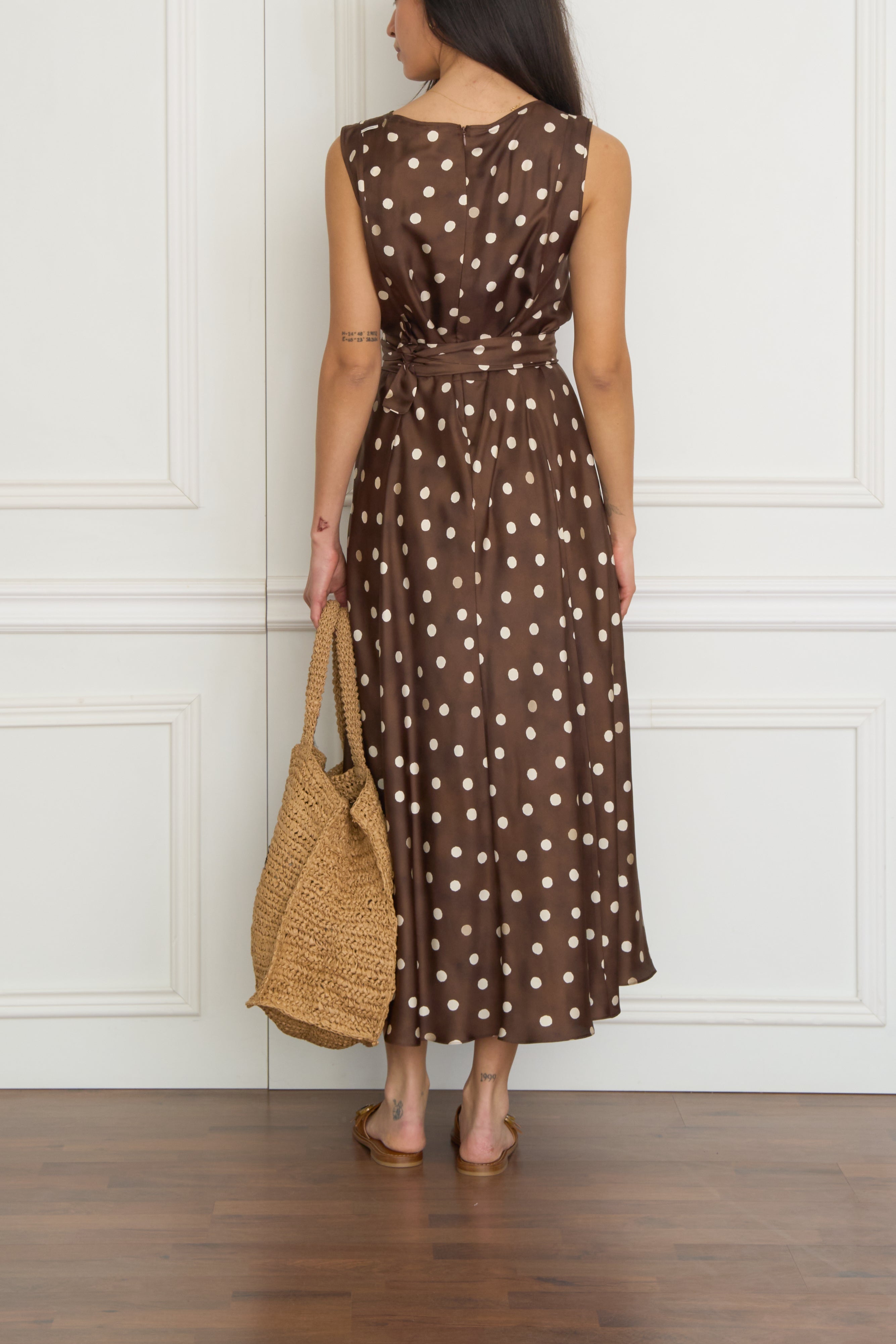 Seidenkleid 'Martina' mit Polka-dots in braun