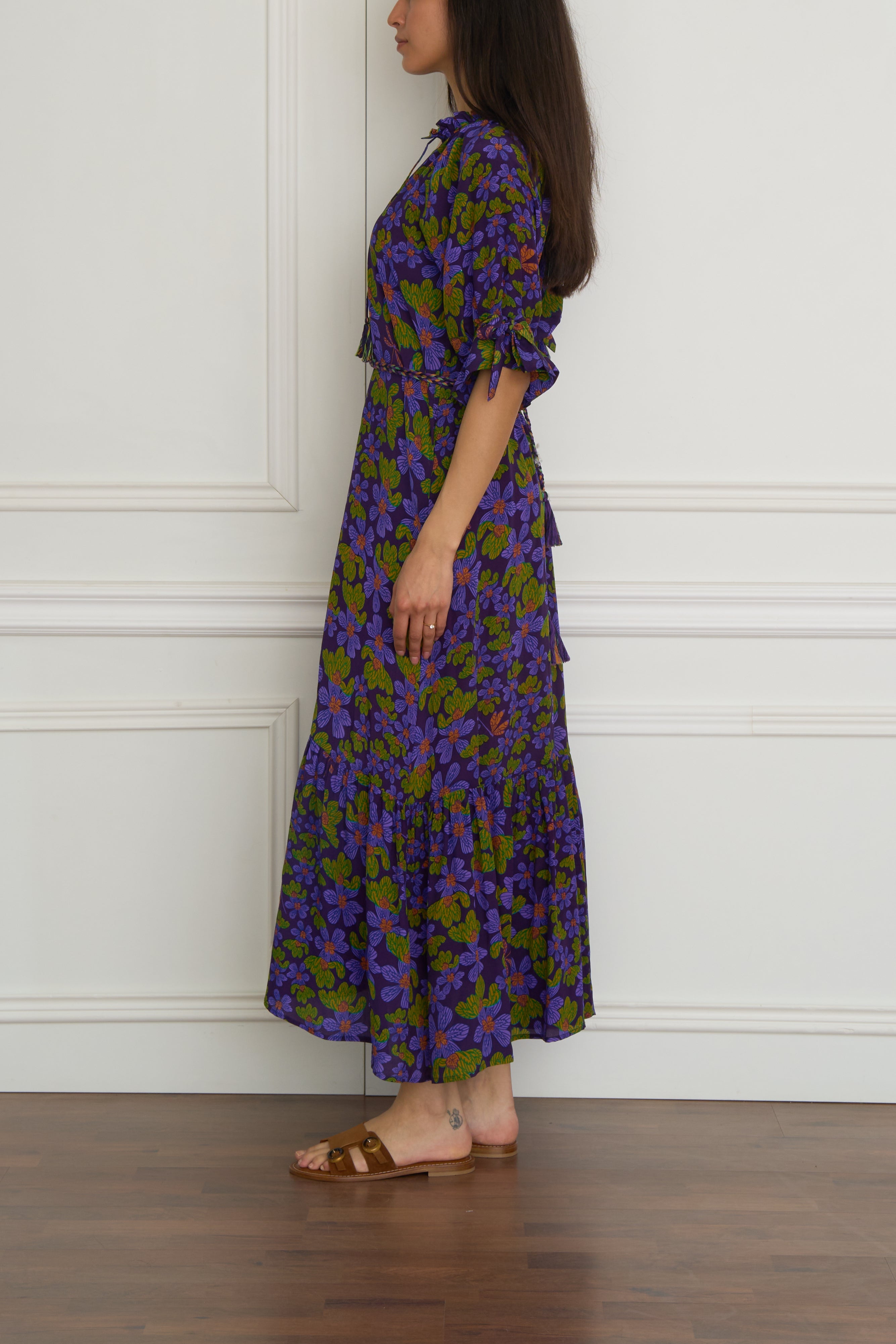 Gemustertes Seidenkleid in lila