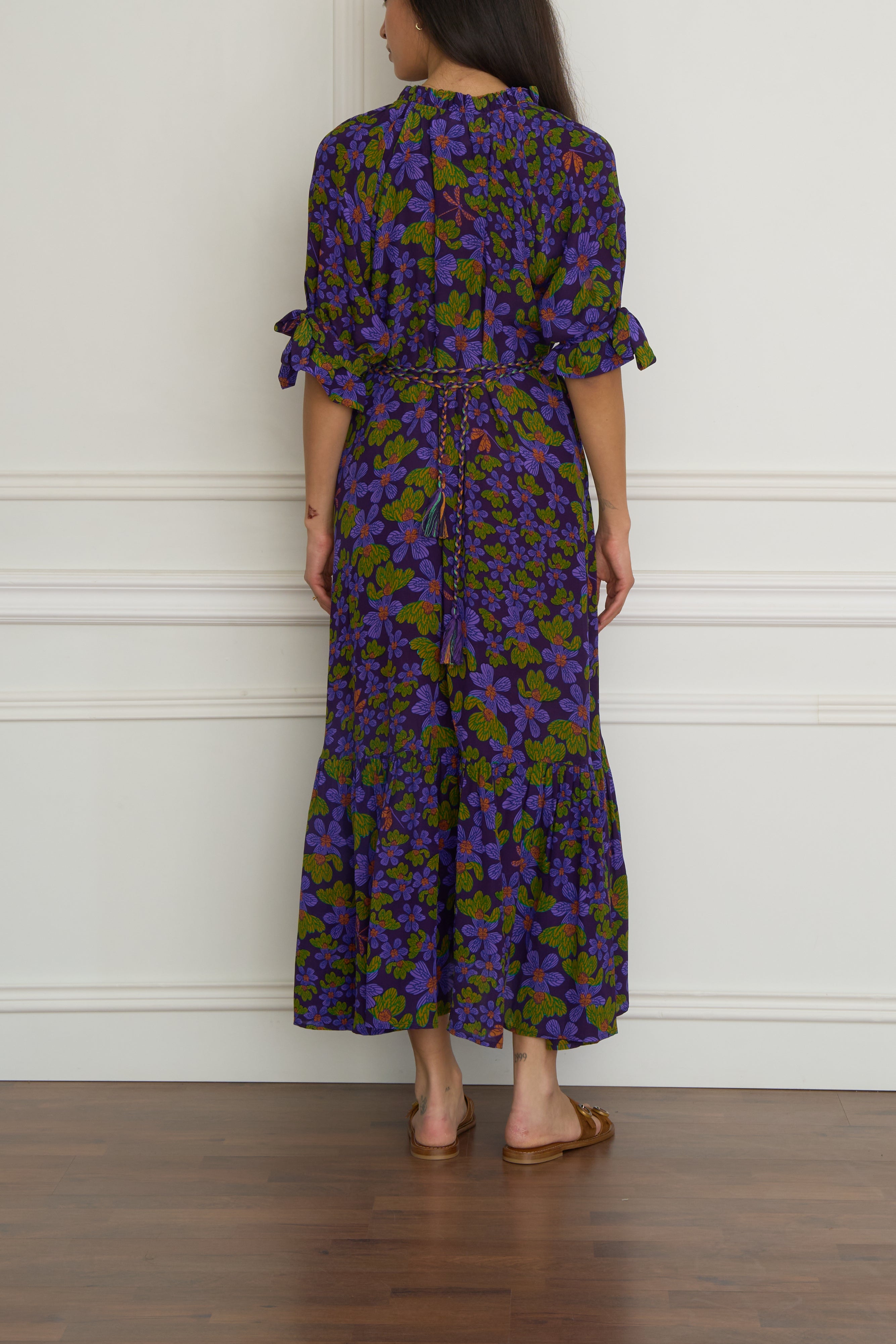 Gemustertes Seidenkleid in lila