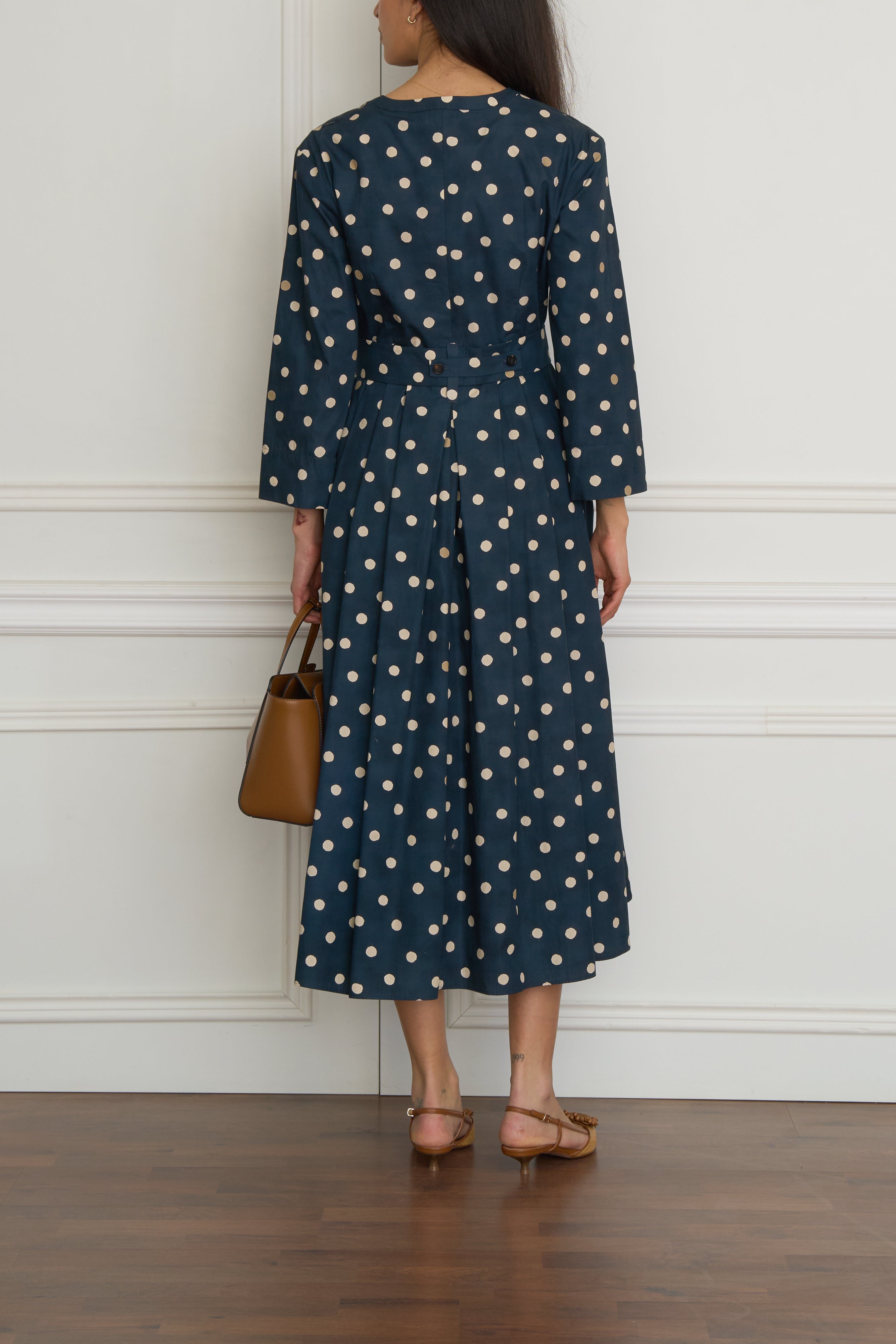 Hemdblusenkleid 'Pesche' mit Polka-dots in marine