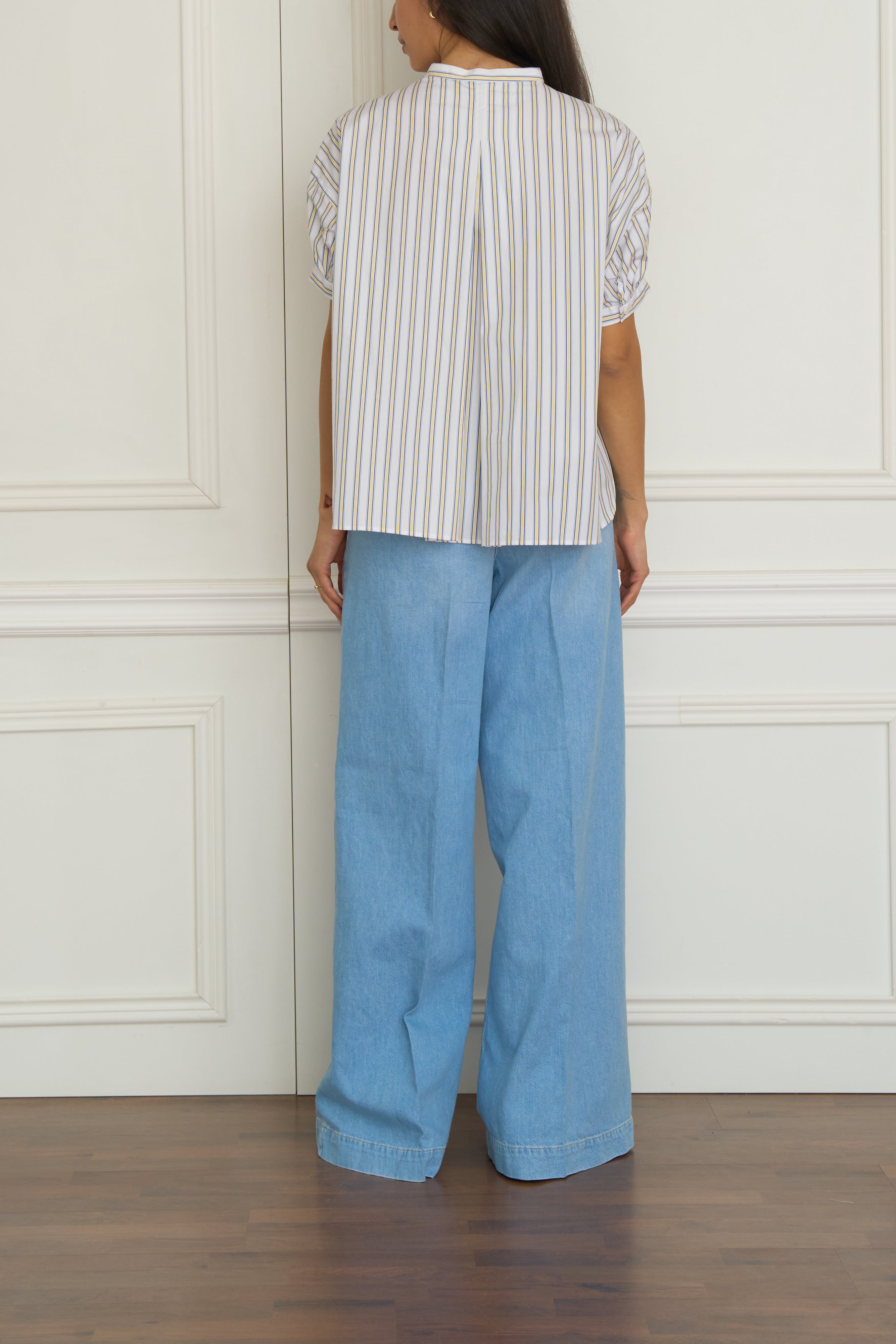 Baumwoll-Popelinhemd mit Mandarinkragen