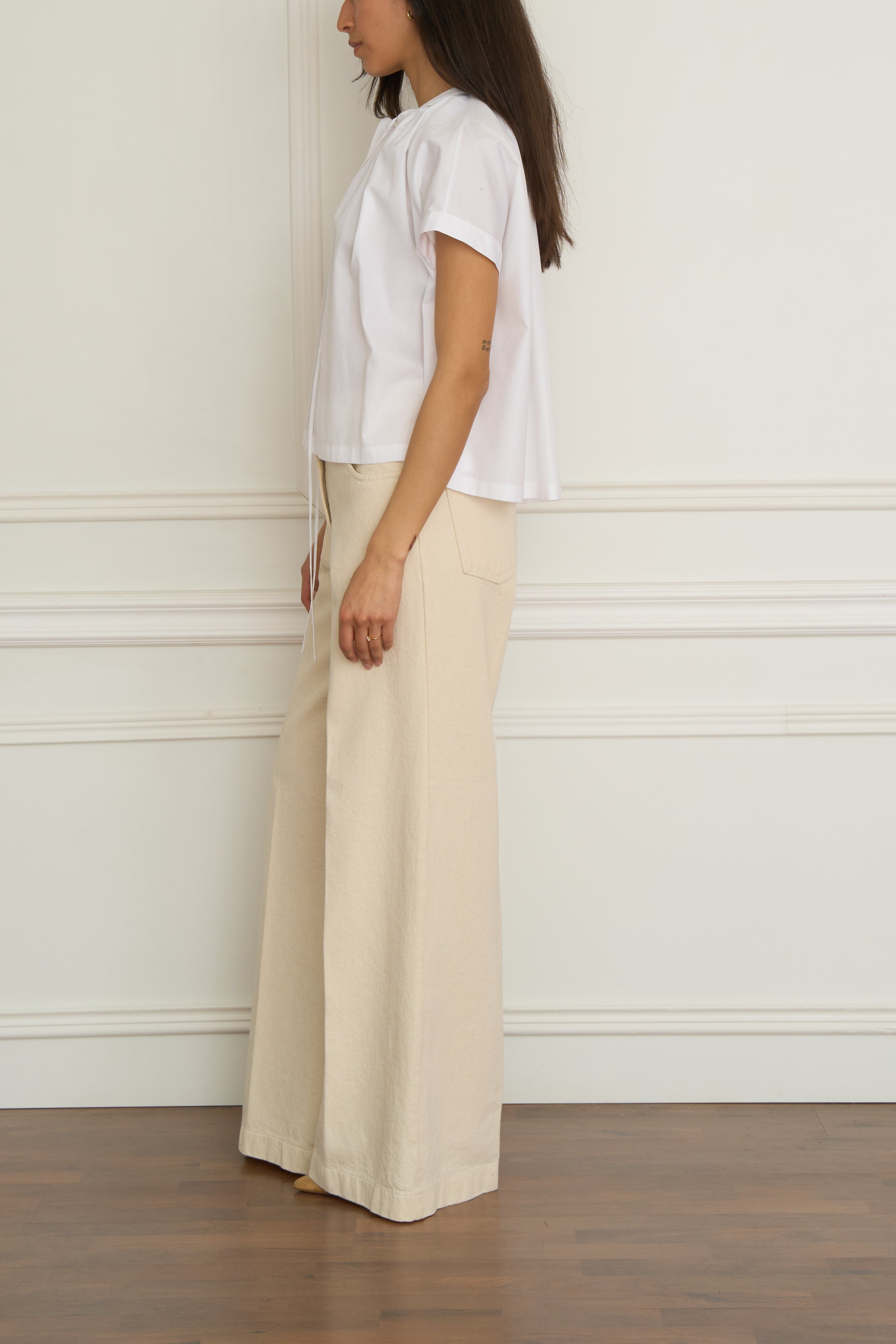 Baumwoll-Popelinhemd in weiß