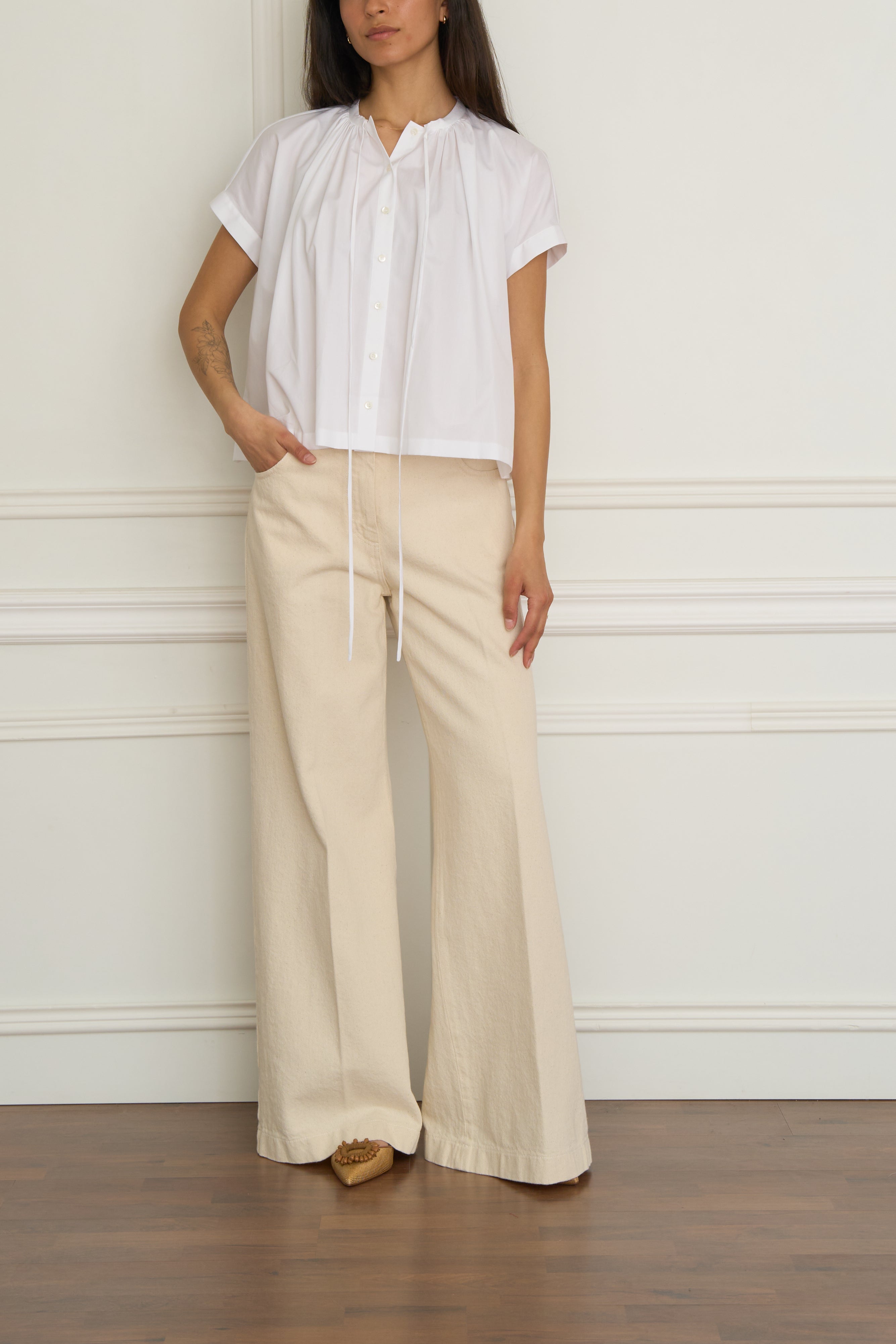 Baumwoll-Popelinhemd in weiß