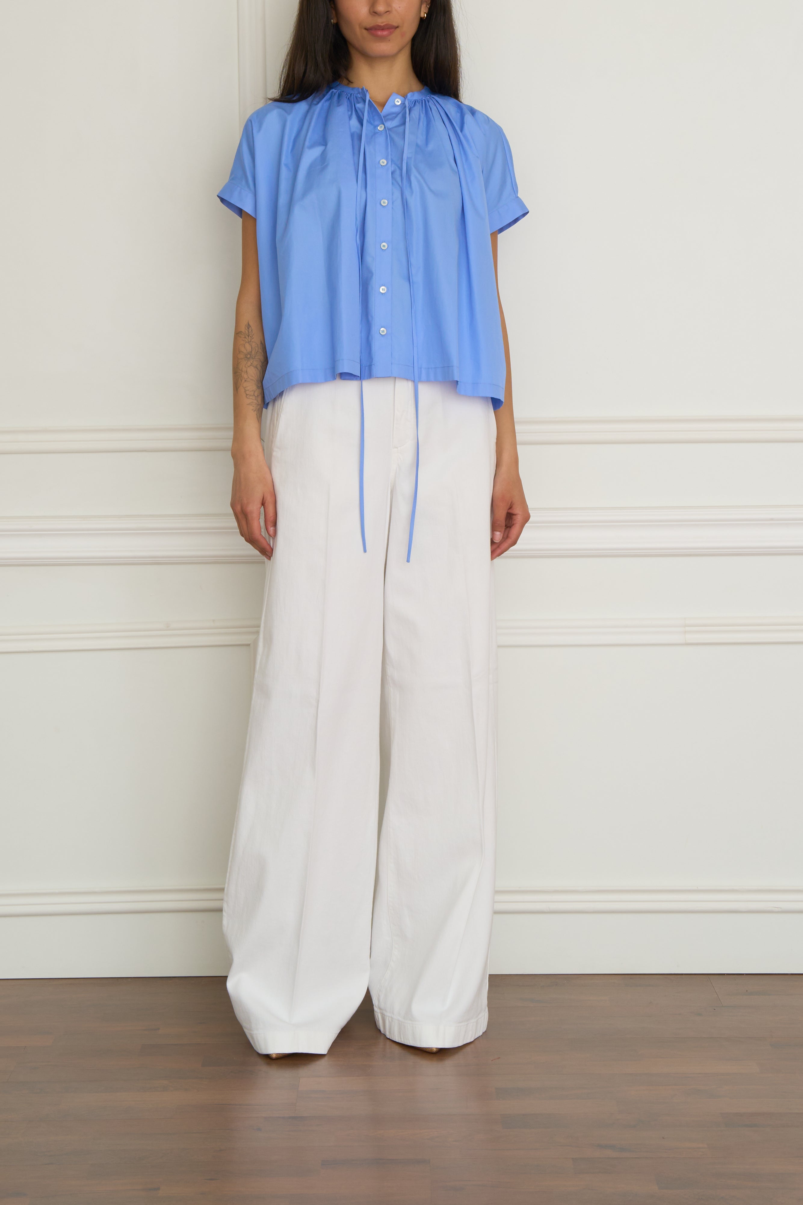 Baumwoll-Popelinhemd in blau