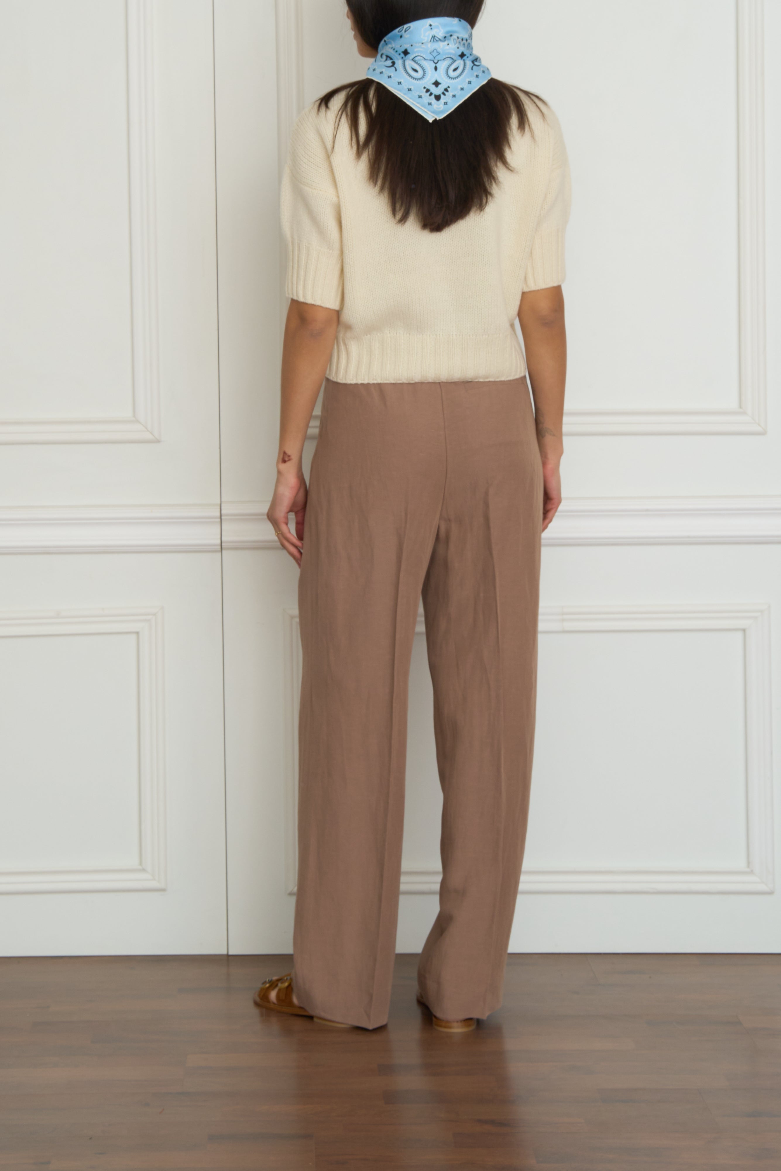 Kurzarmpullover in creme