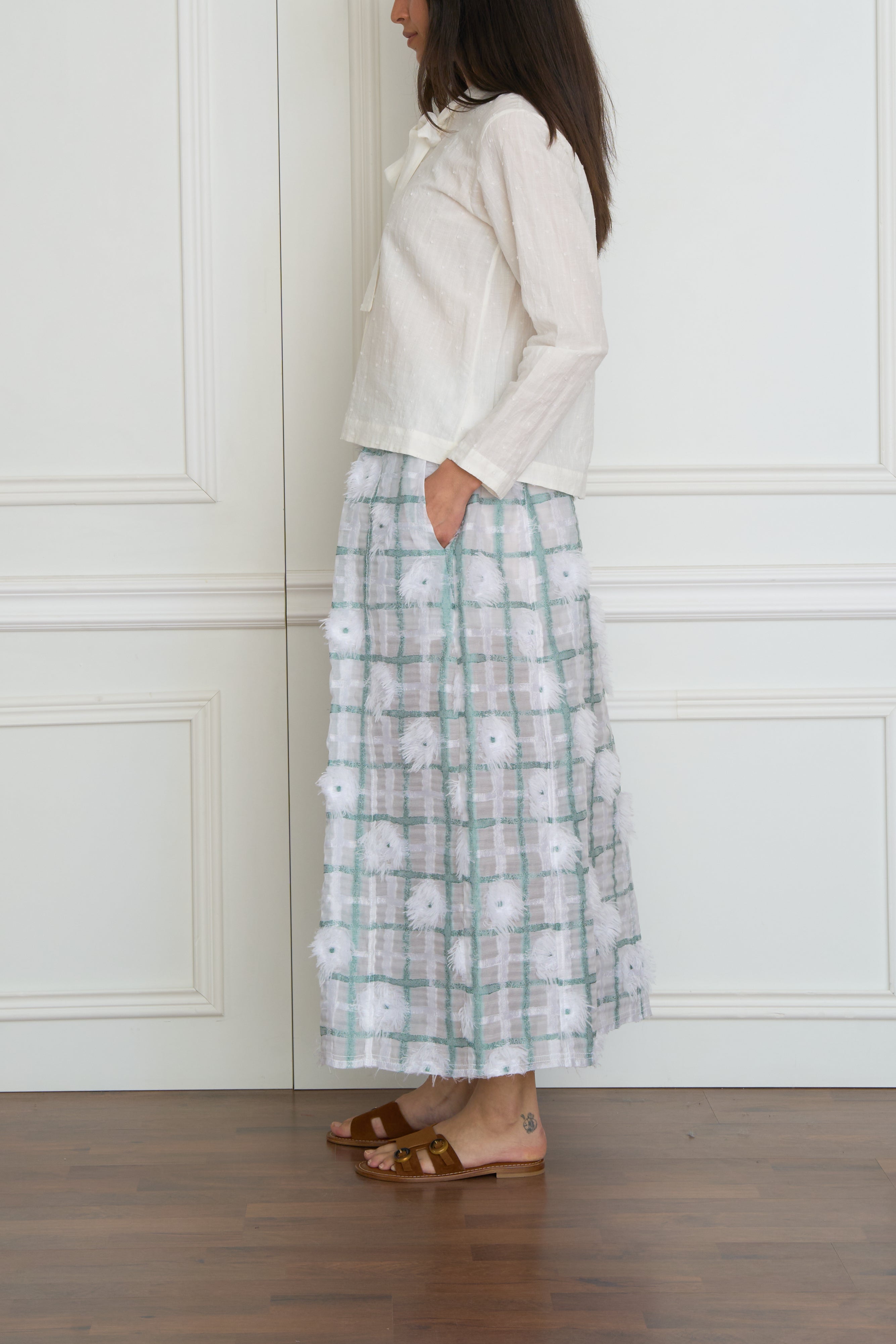 Schluppenbluse in creme