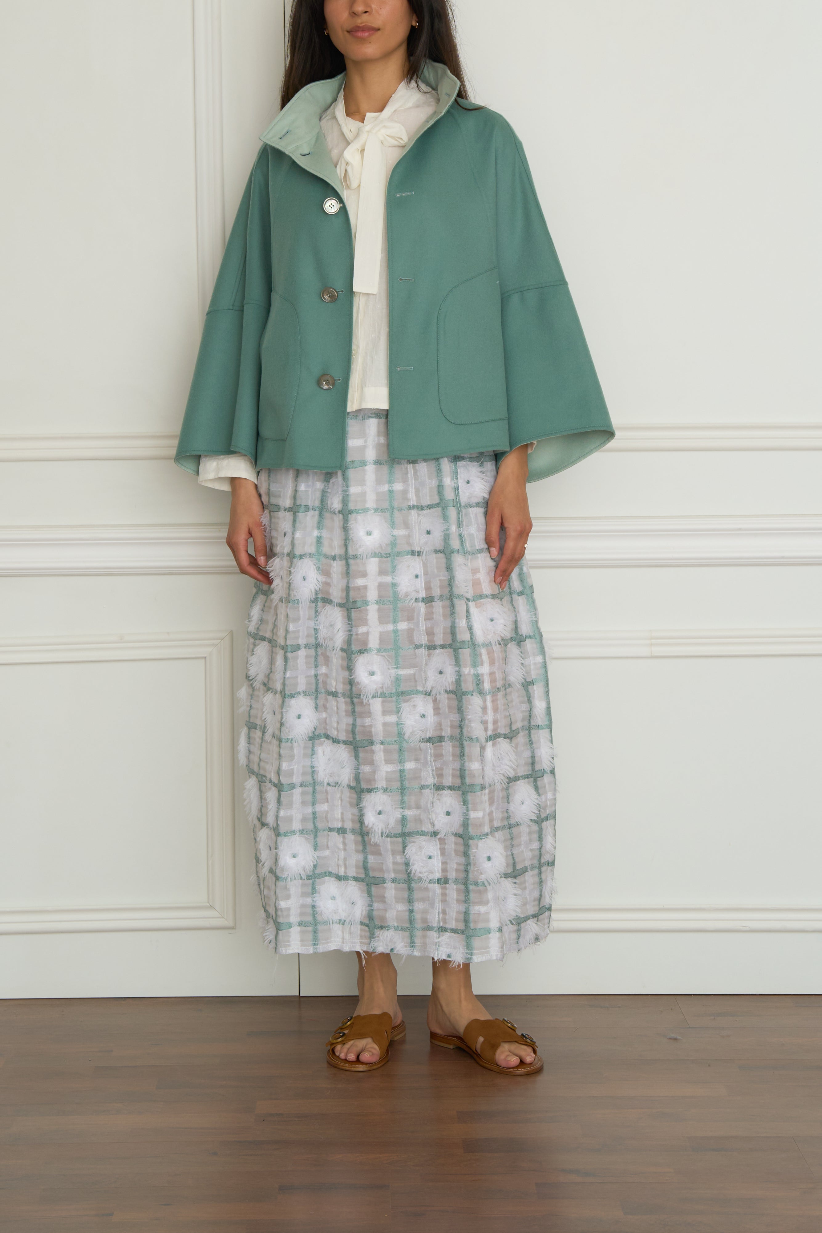 Geknöpfte Wendejacke in salbei/mint