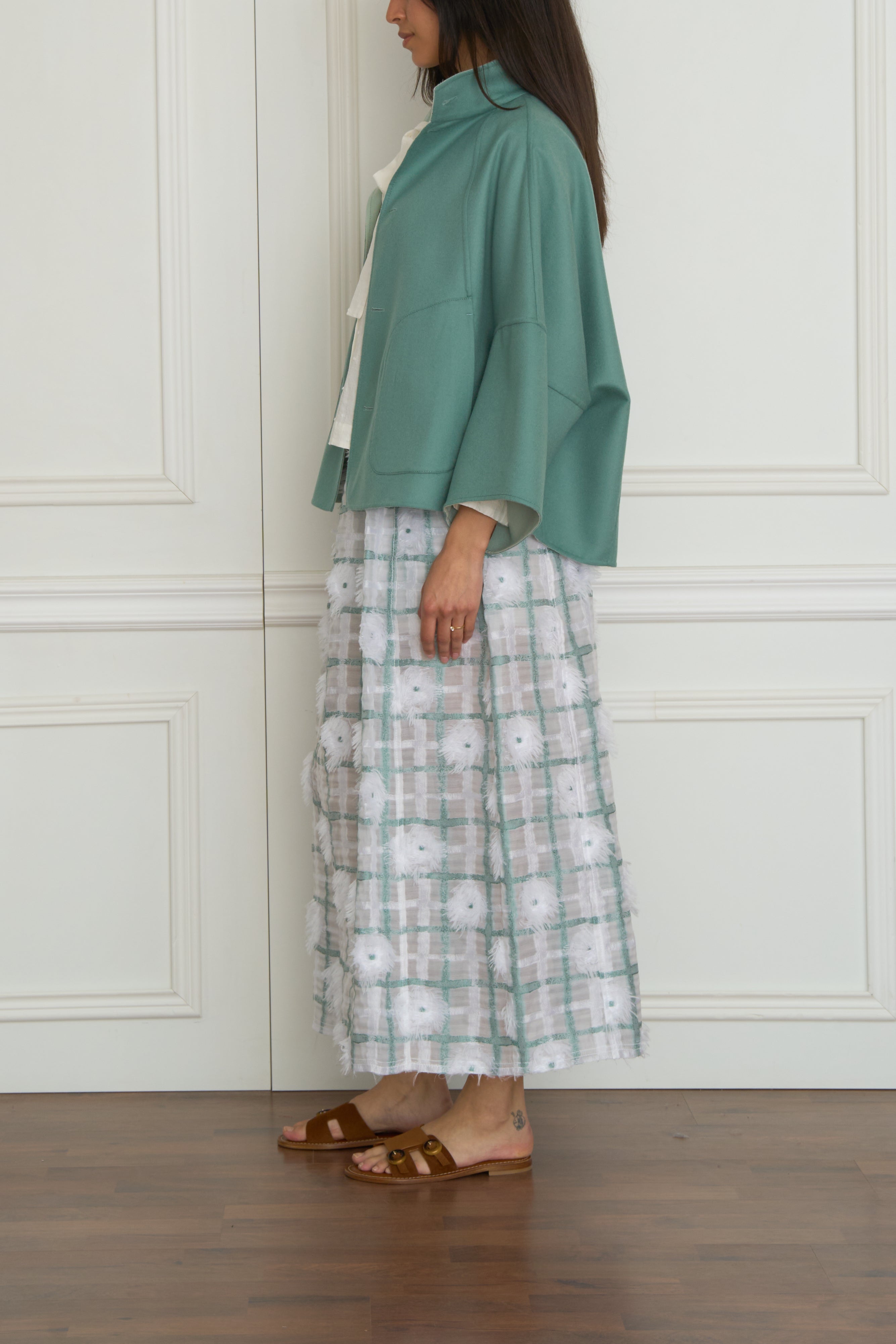 Geknöpfte Wendejacke in salbei/mint