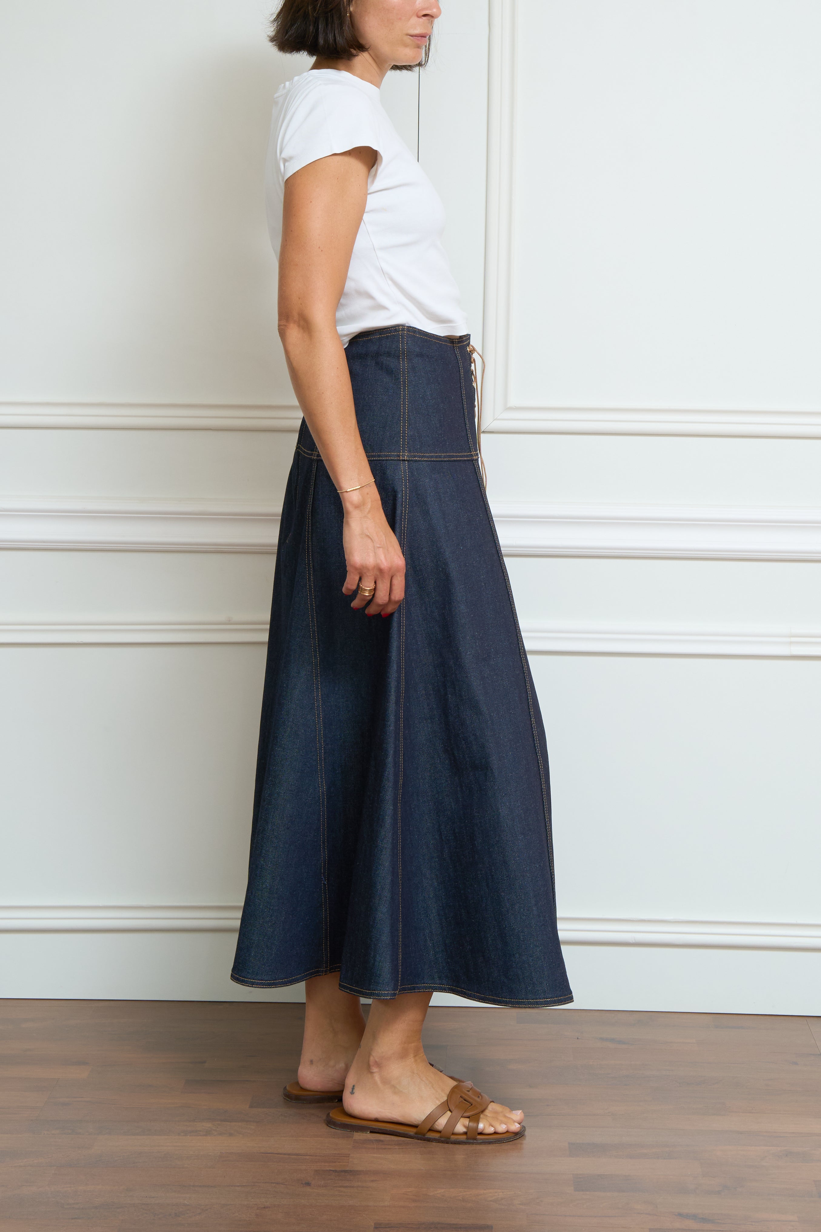 Midirock aus Denim