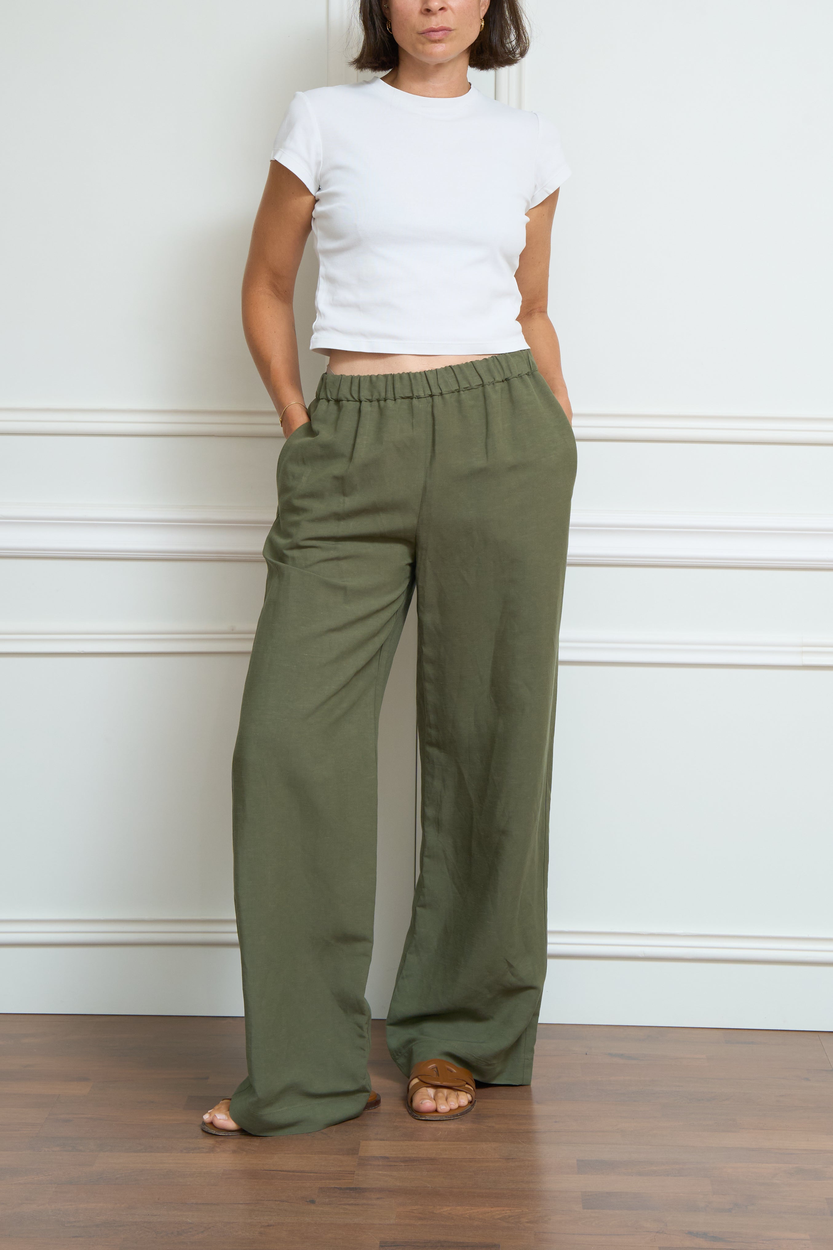 Leinenhose in oliv