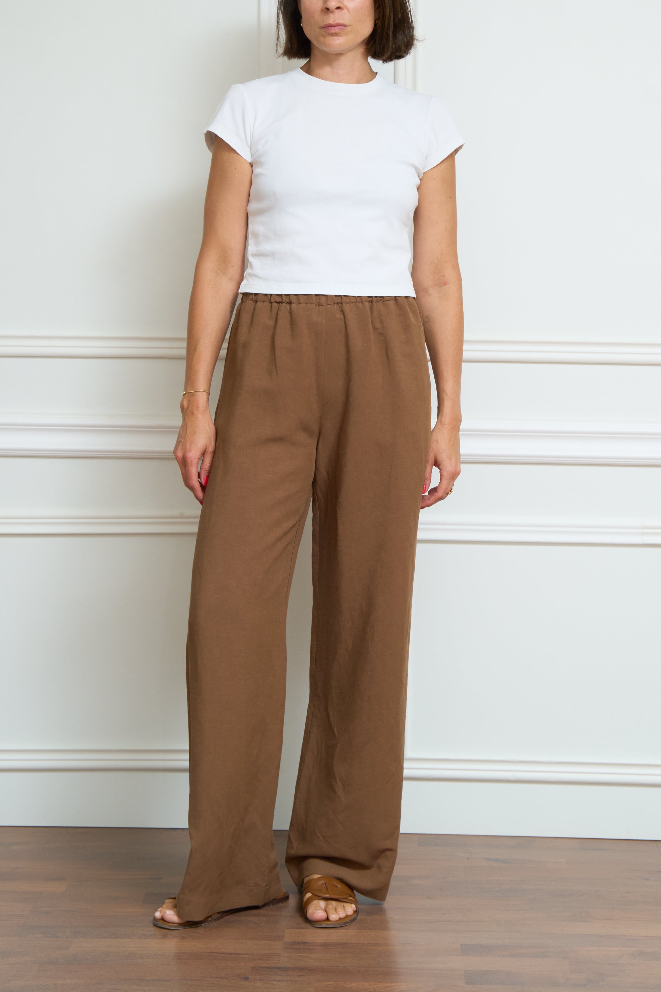Leinenhose in cognac