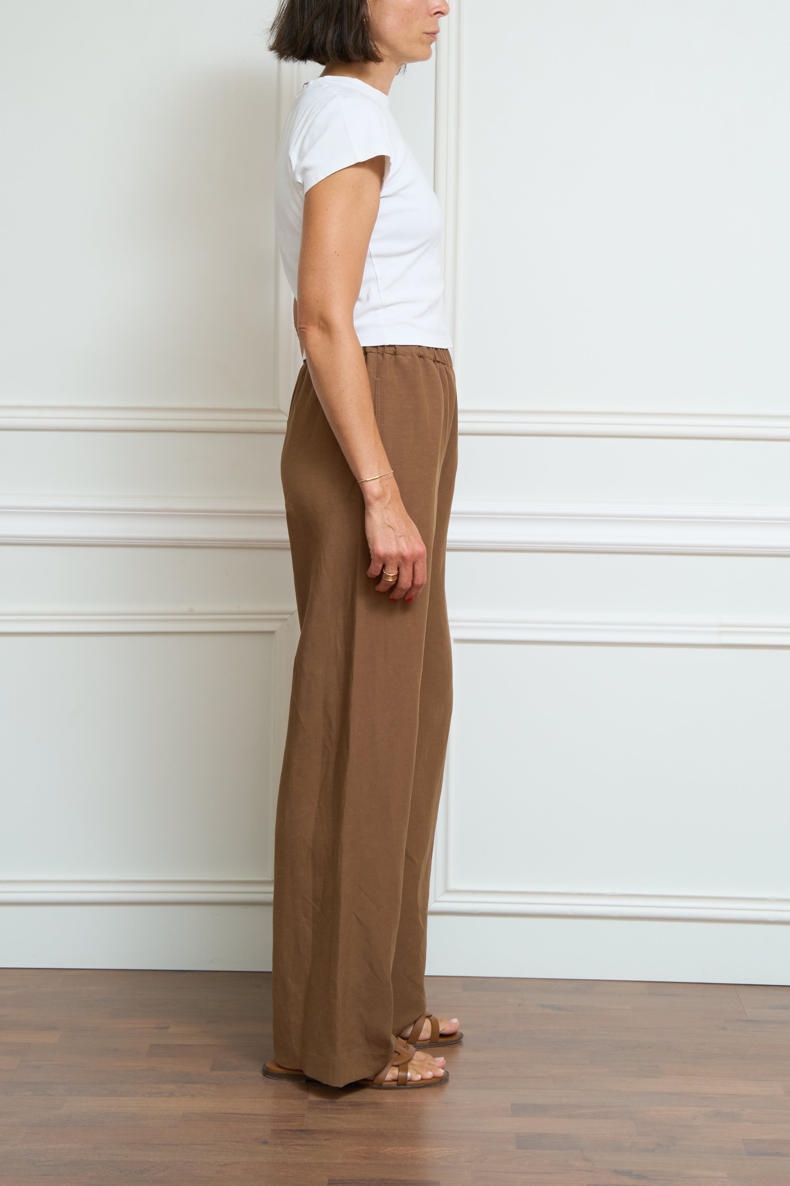 Leinenhose in cognac