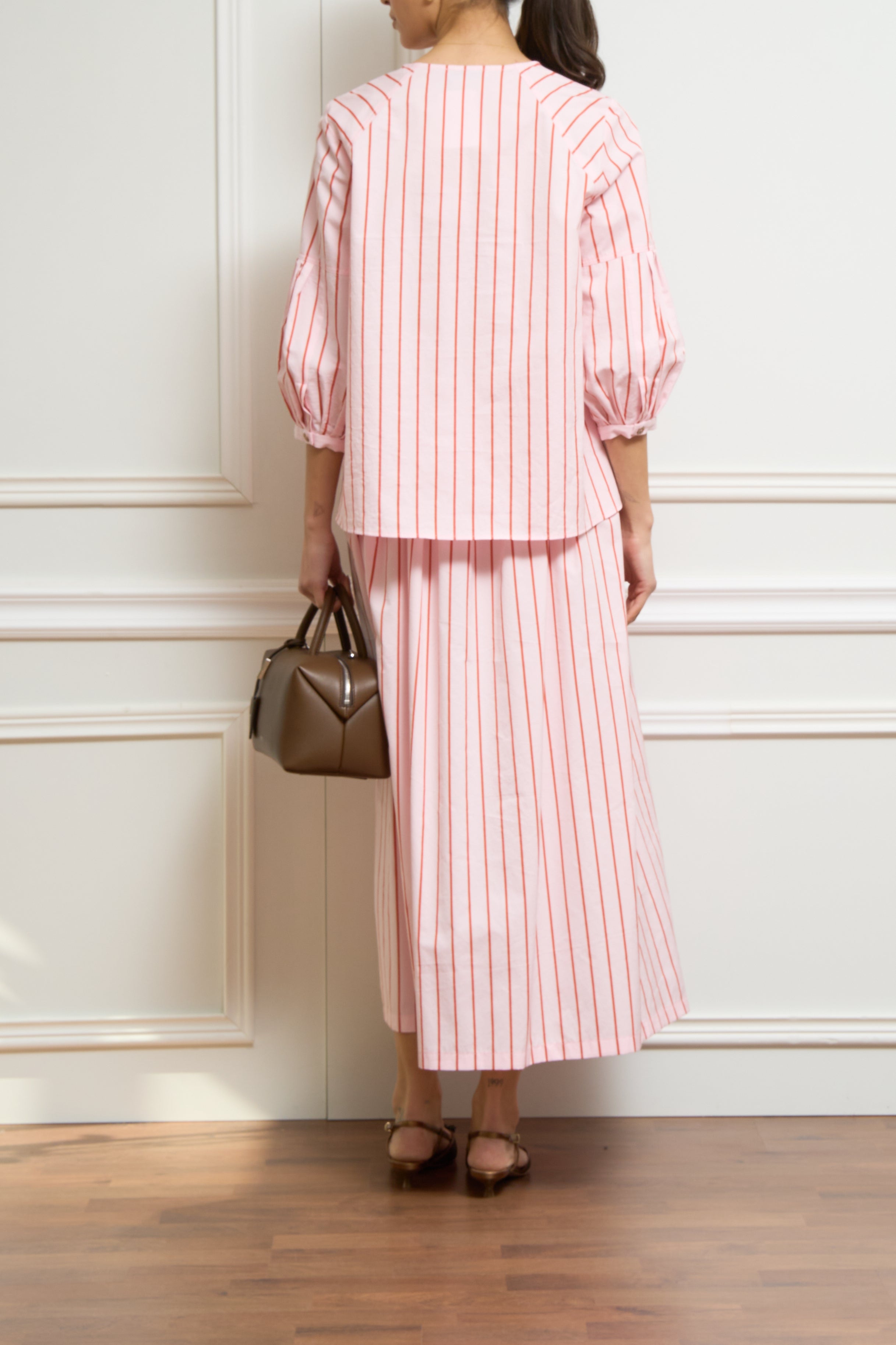 Gestreifte Bluse in rosa/rot