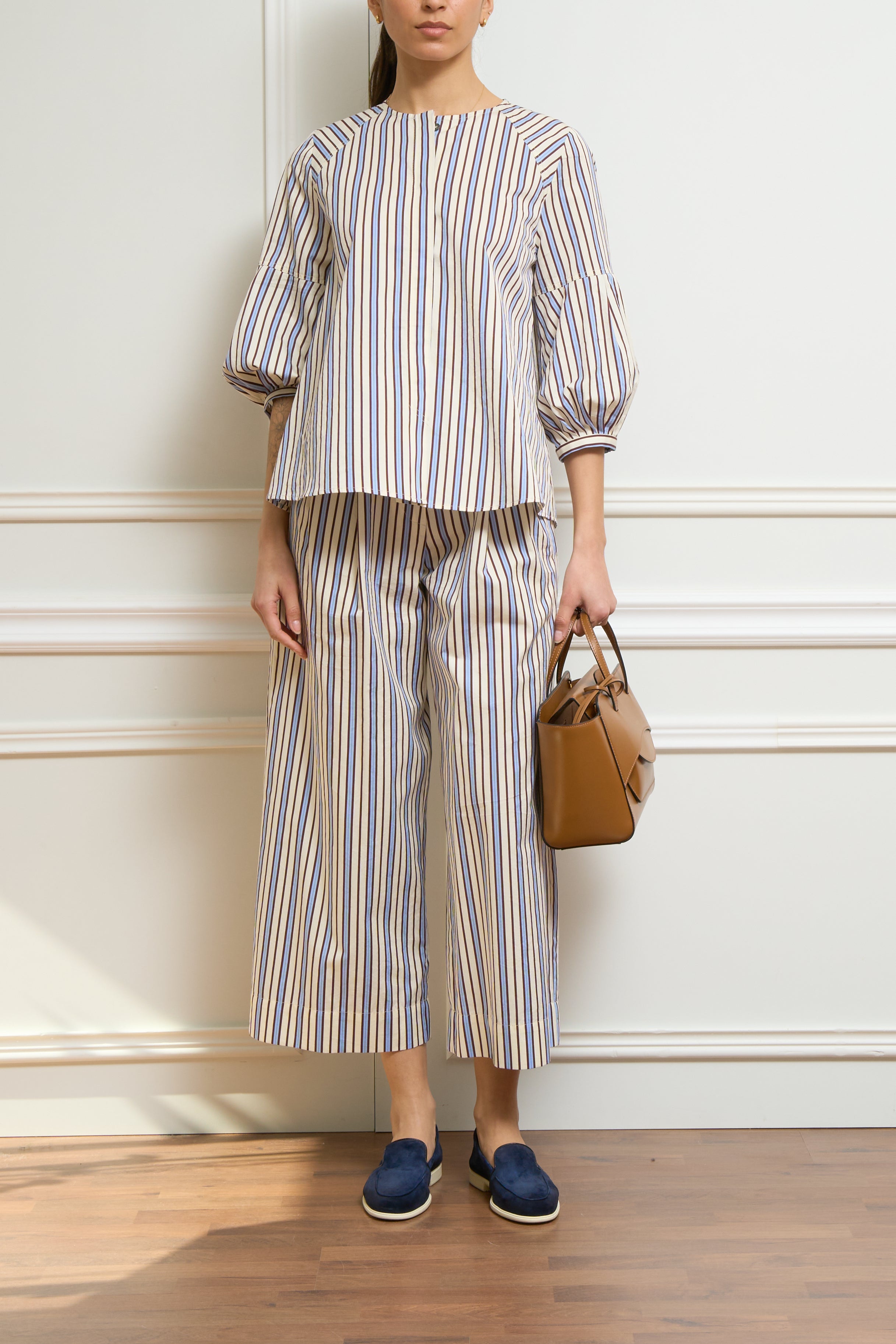 Gestreifte Bluse in beige/blau