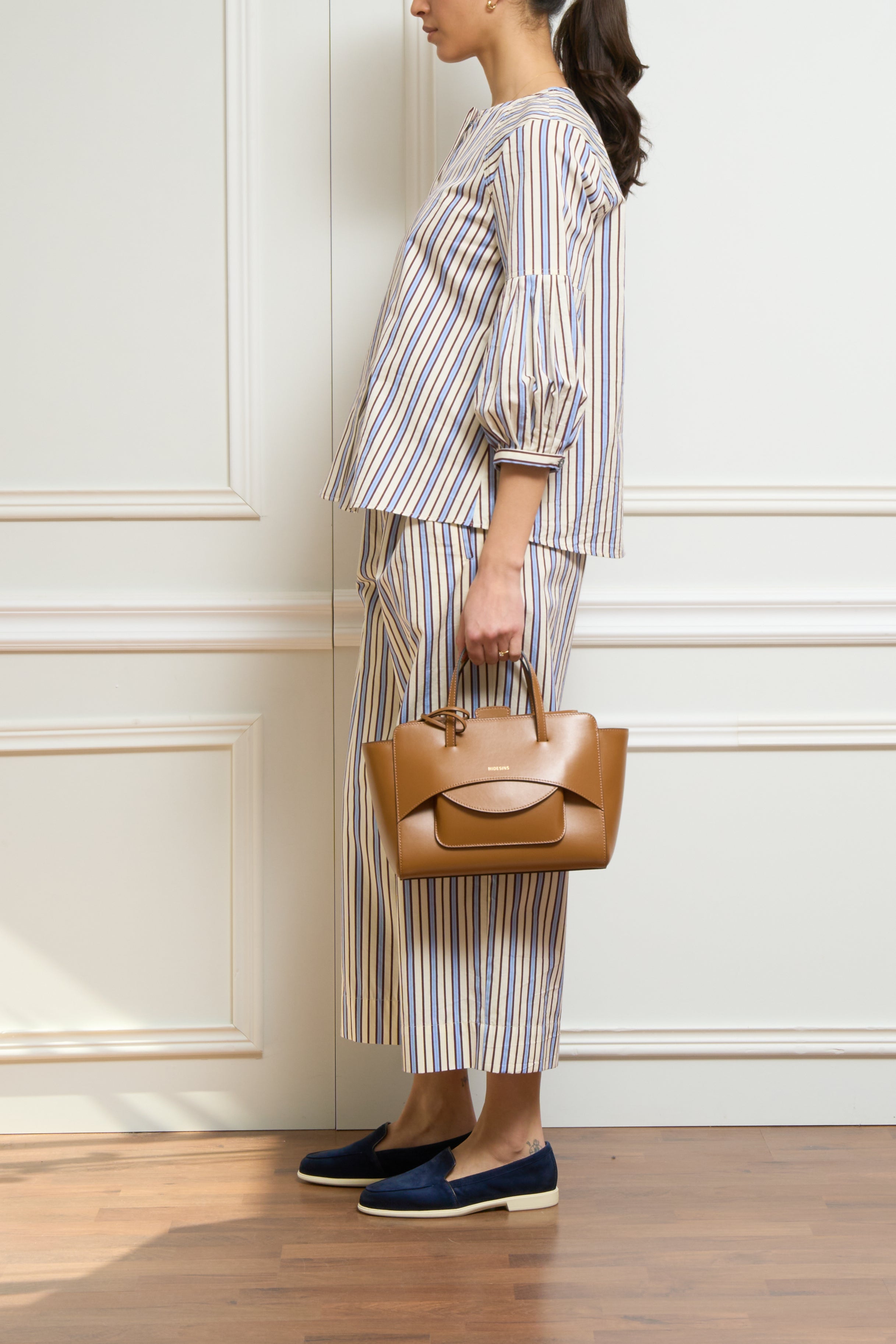 Gestreifte Bluse in beige/blau