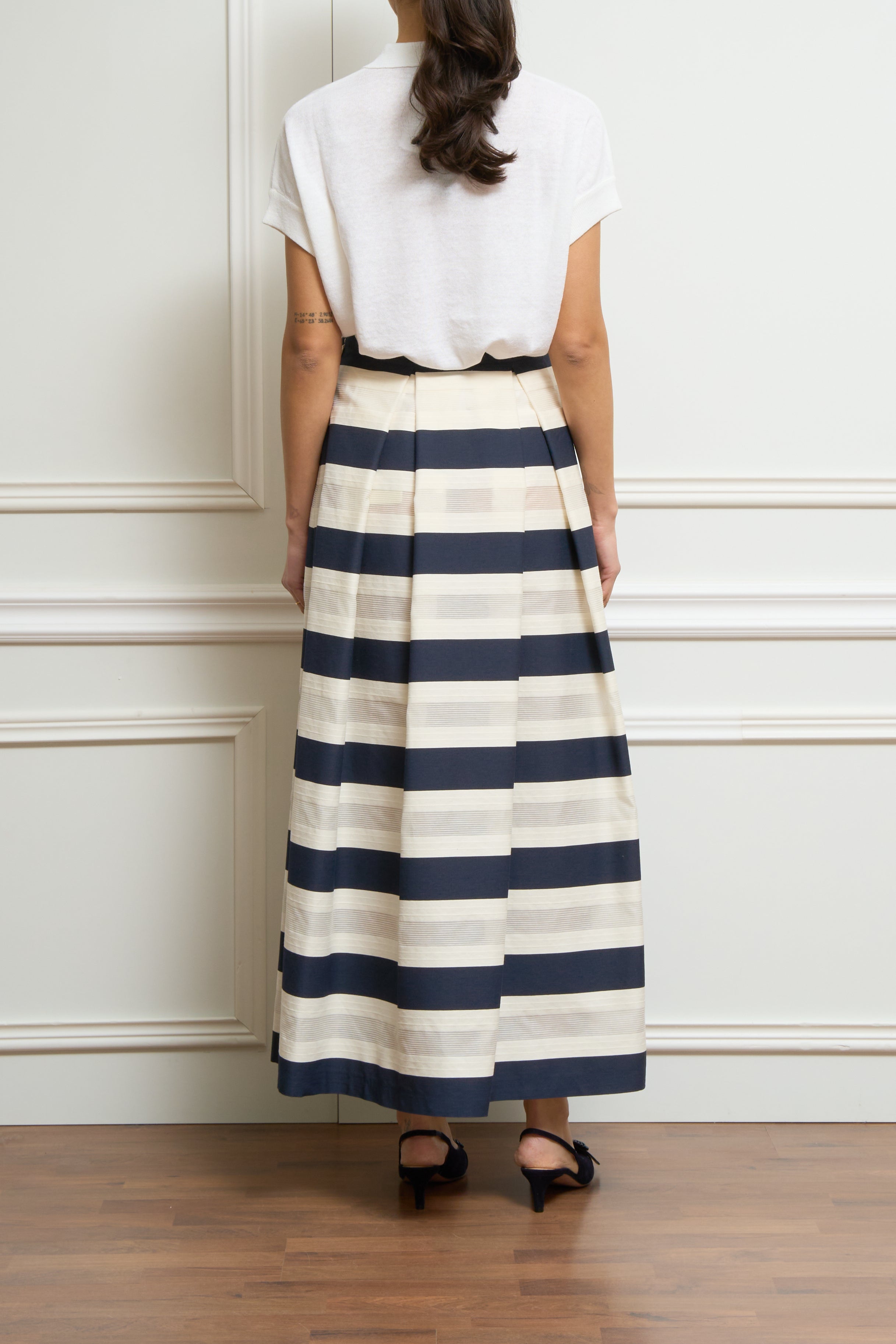 Gestreifter Maxirock in navy/weiß