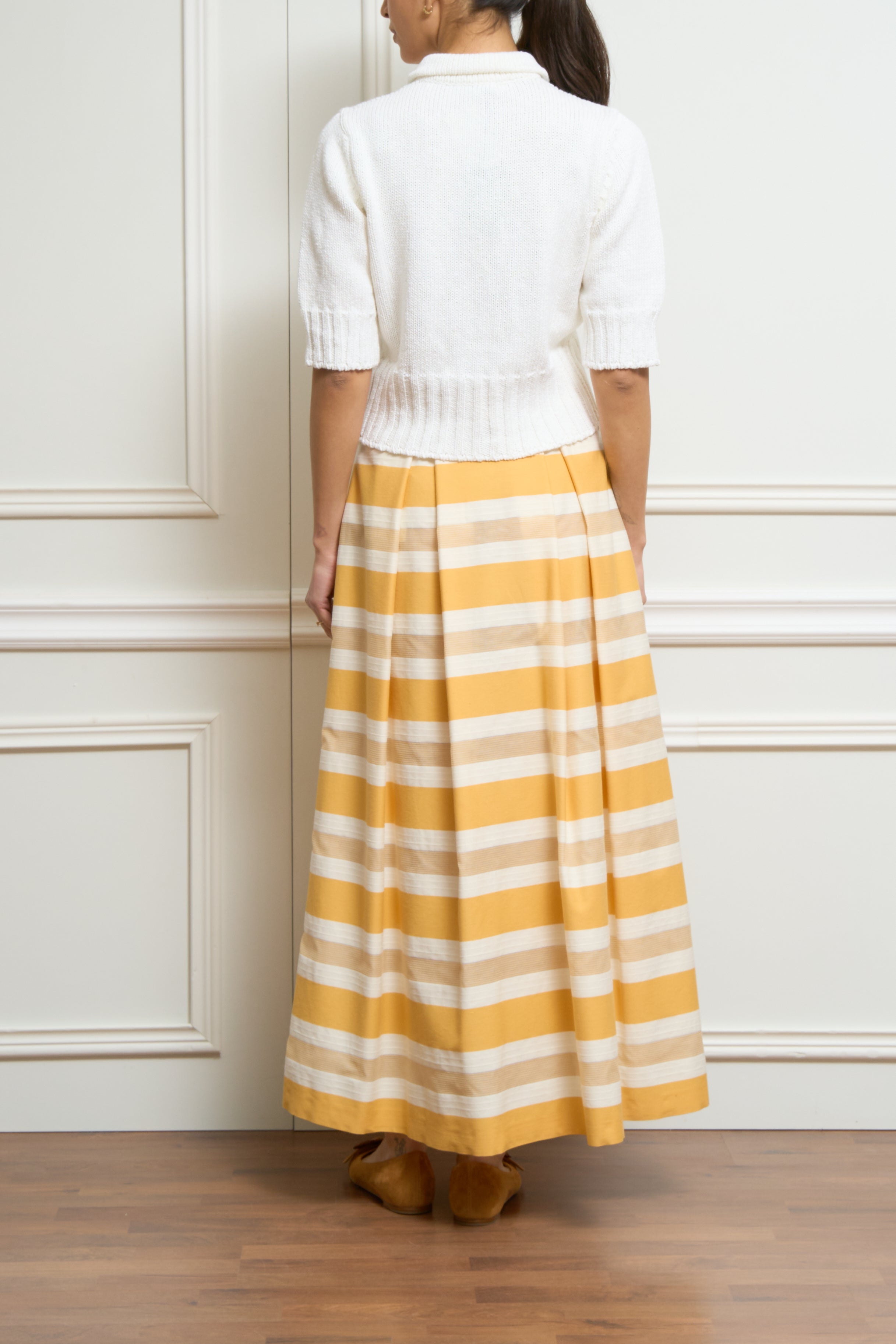 Gestreifter Maxirock in gelb/weiß