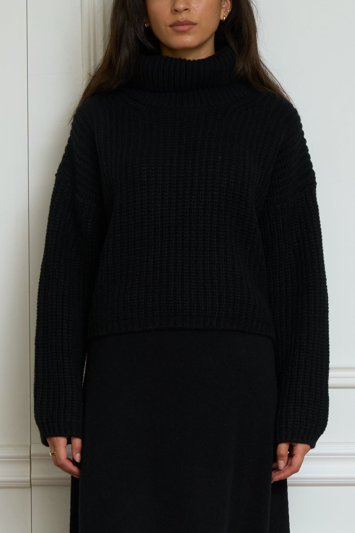 Kaschmir Rollpullover in schwarz