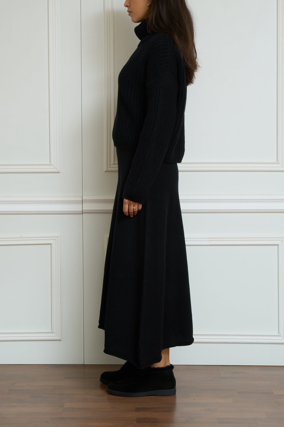 Kaschmir Rollpullover in schwarz
